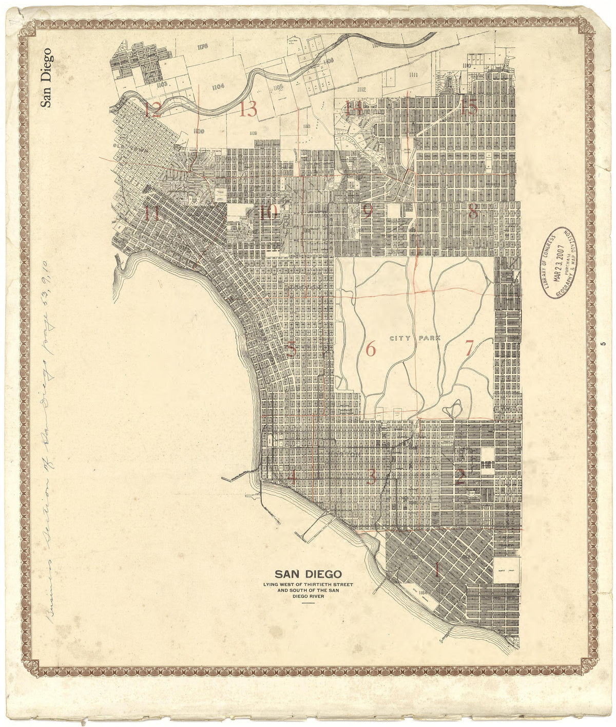 San Diego from Plat Book of San Diego County, California 1912 by Relic Map Company