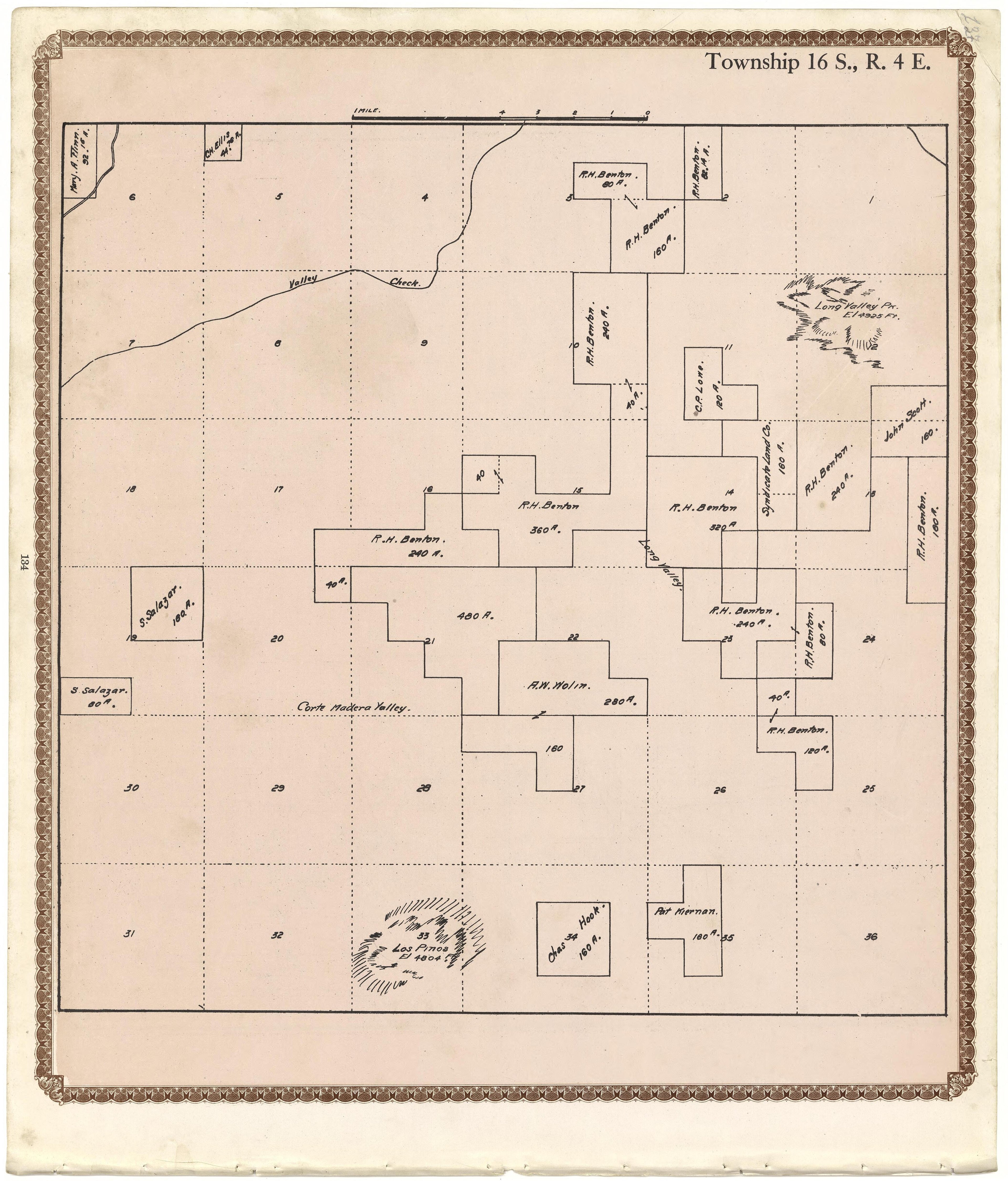 Township 16 S., R. 4 E from Plat Book of San Diego County, California 1912 by Relic Map Company