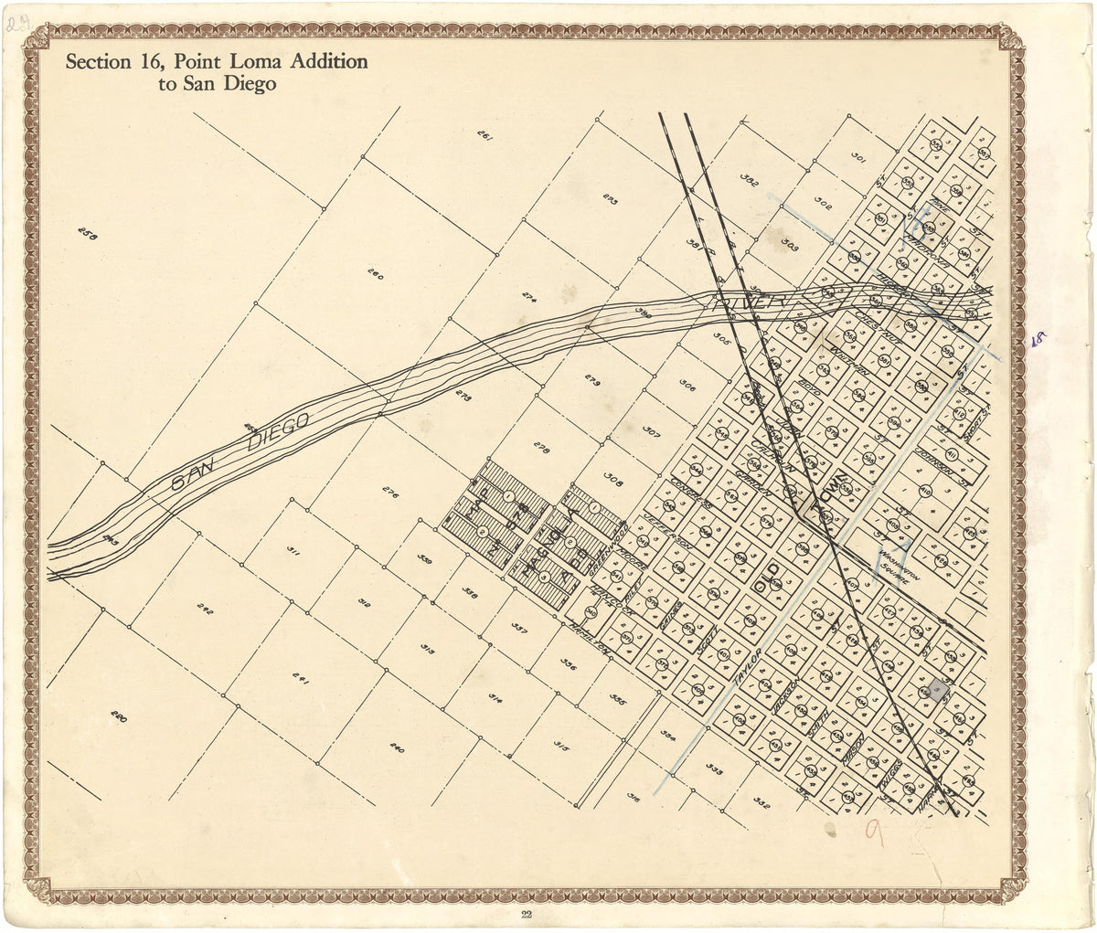 Section 16, Point Loma Addition to San Diego from Plat Book of San Diego County, California 1912 by Relic Map Company