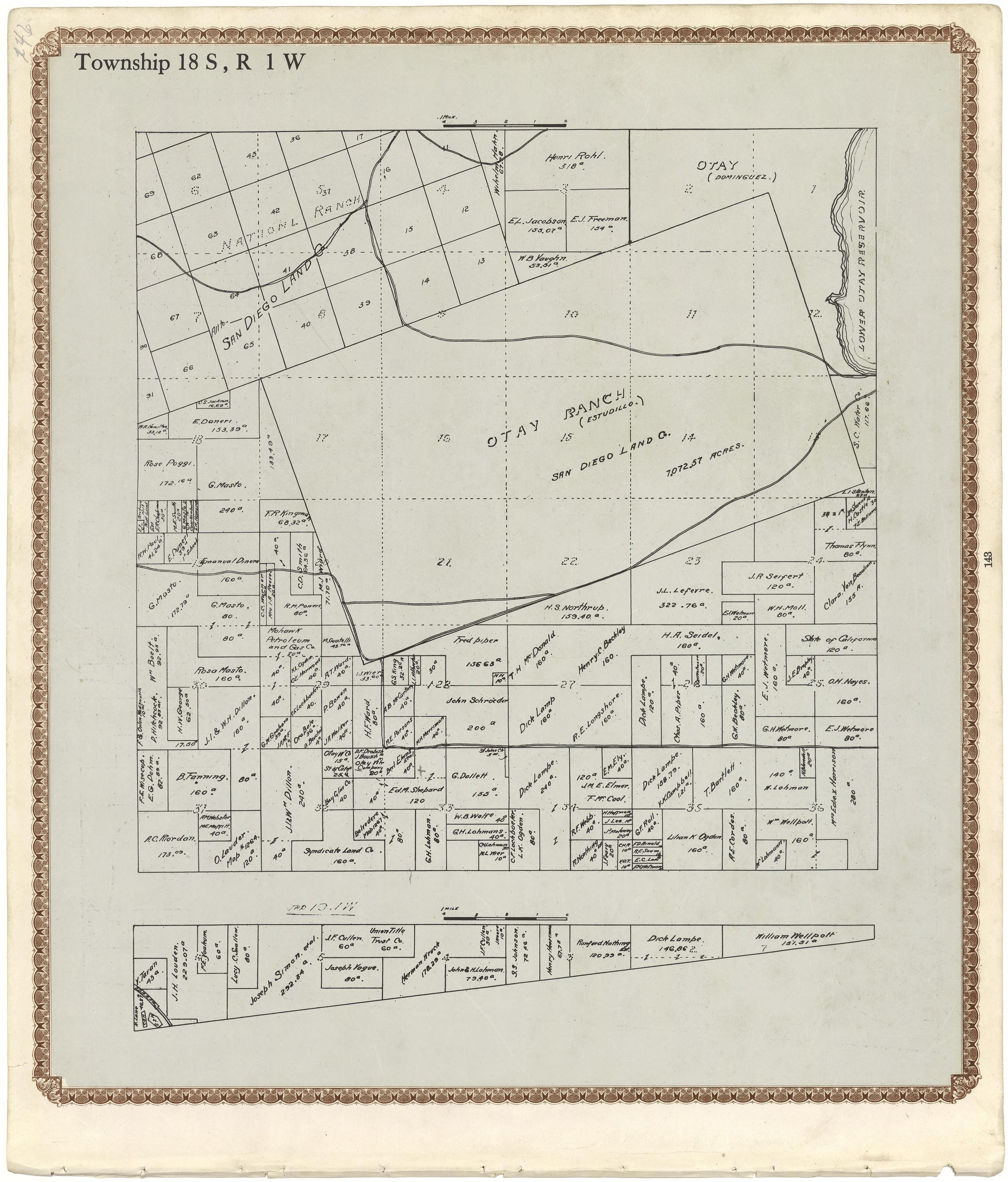 Township 18 S., R. 1 W from Plat Book of San Diego County, California 1912 by Relic Map Company