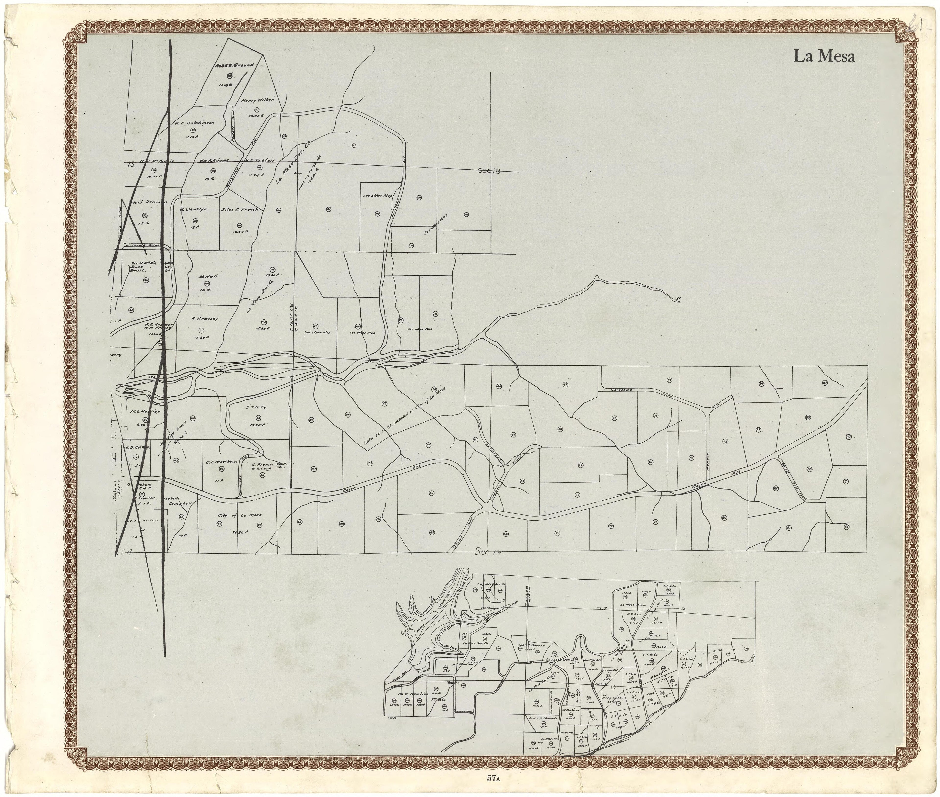 La Mesa from Plat Book of San Diego County, California 1912 by Relic Map Company