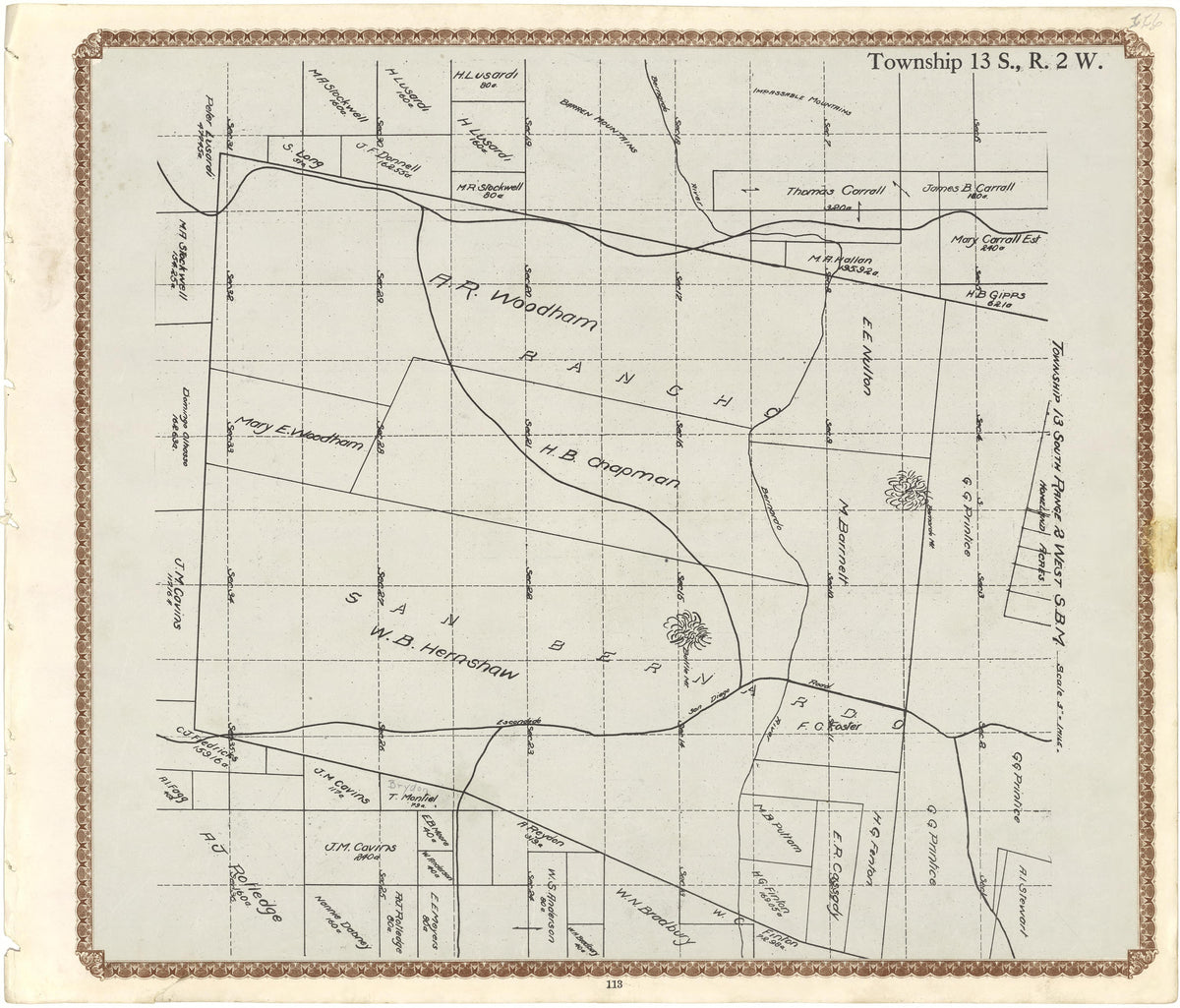 Township 13 S., R. 2 W from Plat Book of San Diego County, California 1912 by Relic Map Company