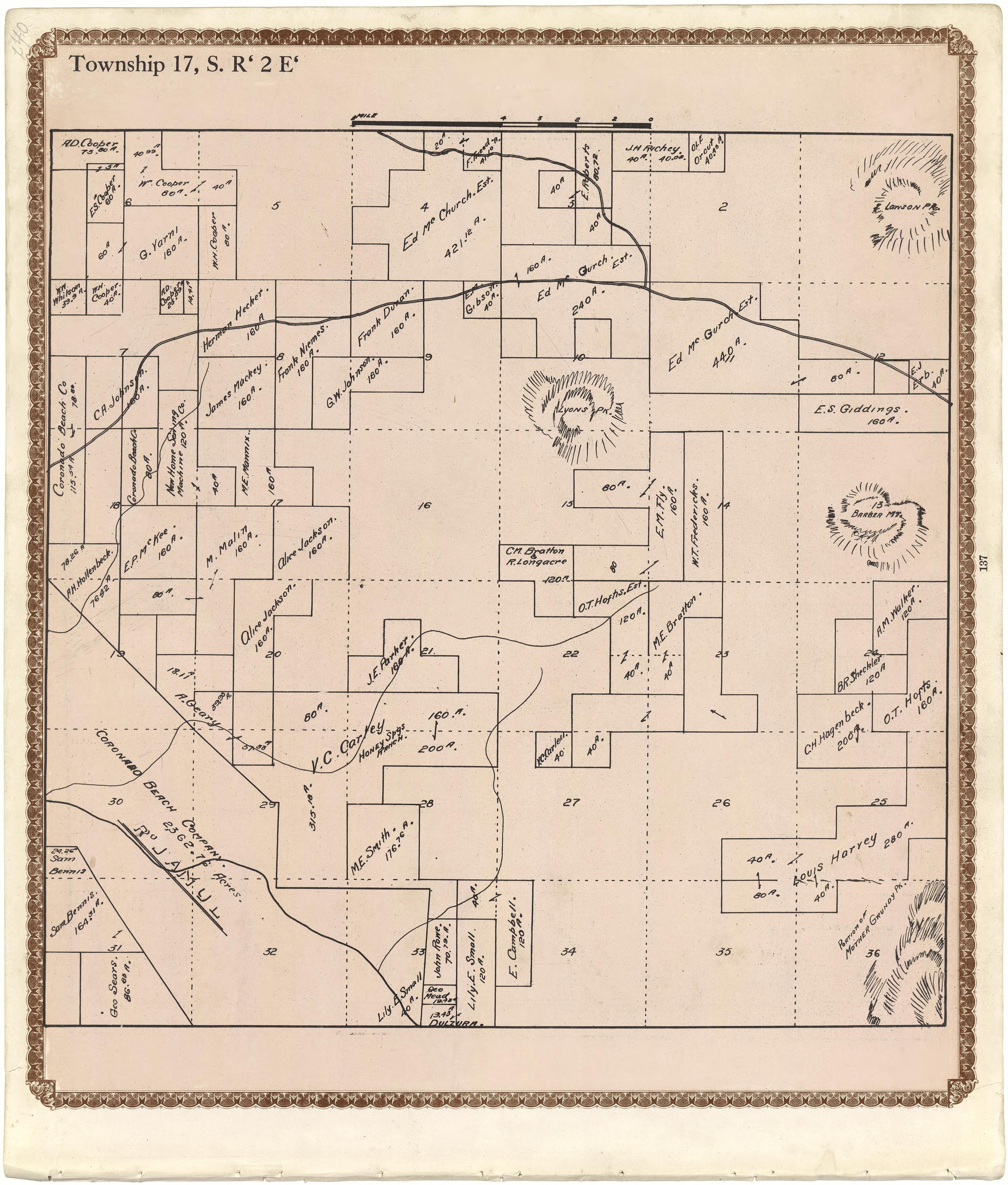 Township 17 S., R. 2 E from Plat Book of San Diego County, California 1912 by Relic Map Company