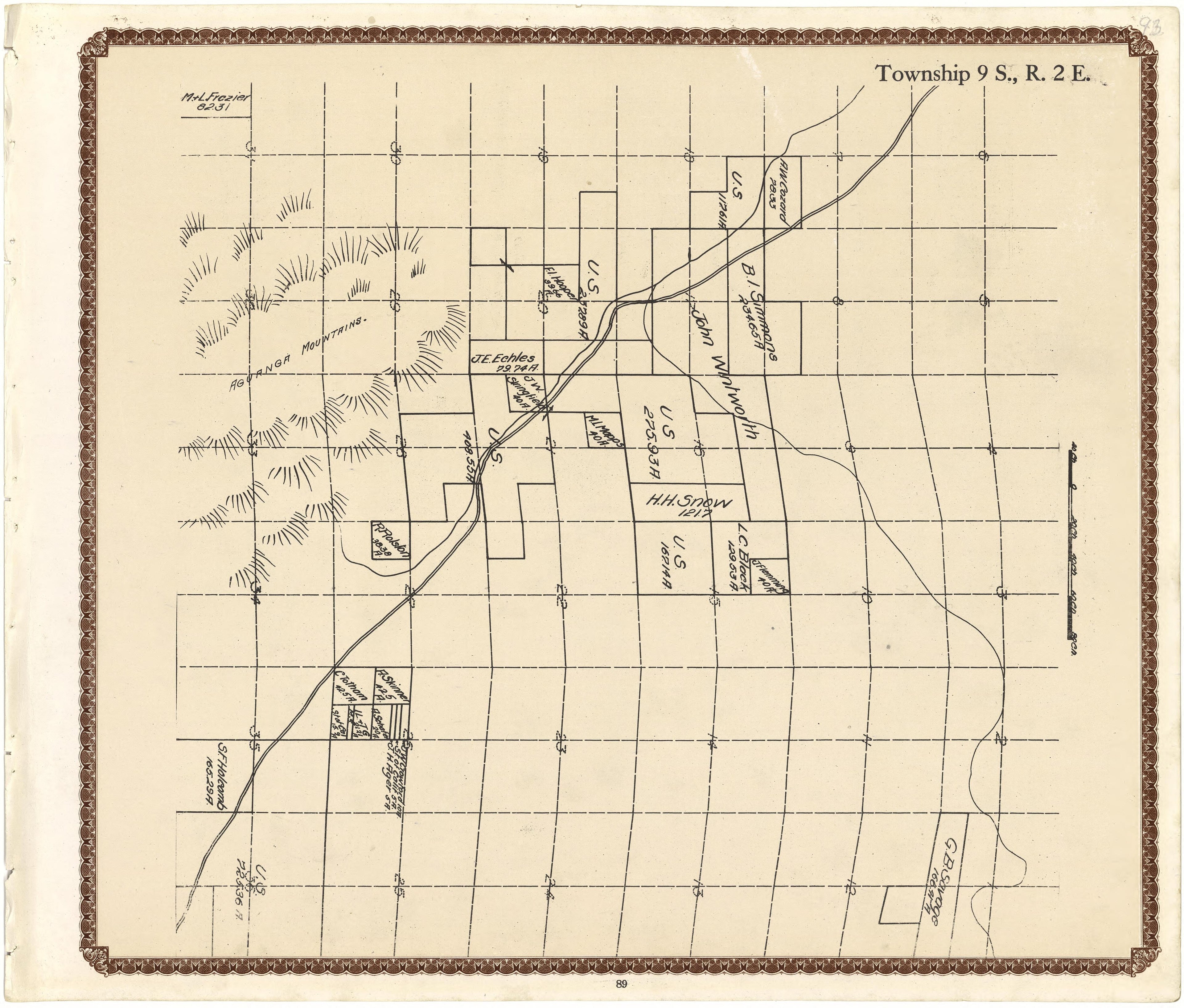Township 9 S., R. 2 E from Plat Book of San Diego County, California 1912 by Relic Map Company