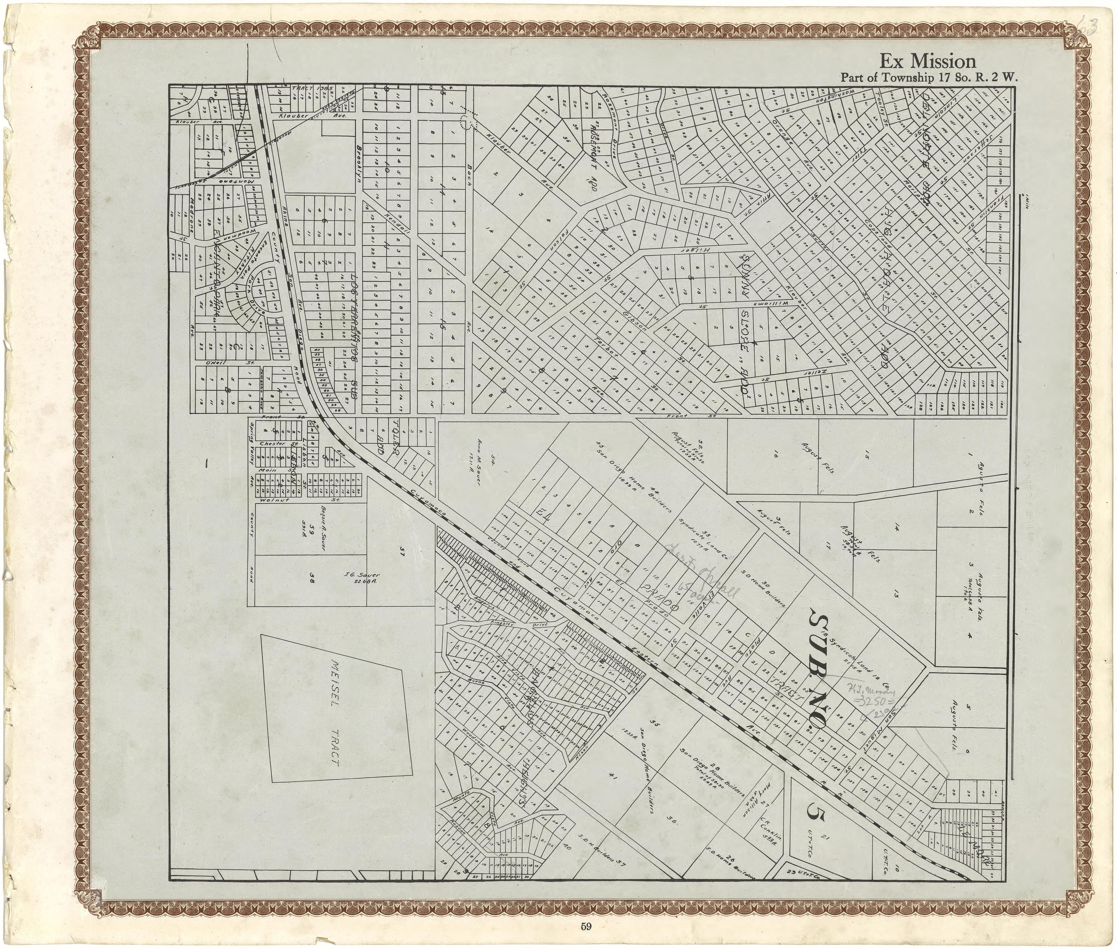Ex Mission from Plat Book of San Diego County, California 1912 by Relic Map Company