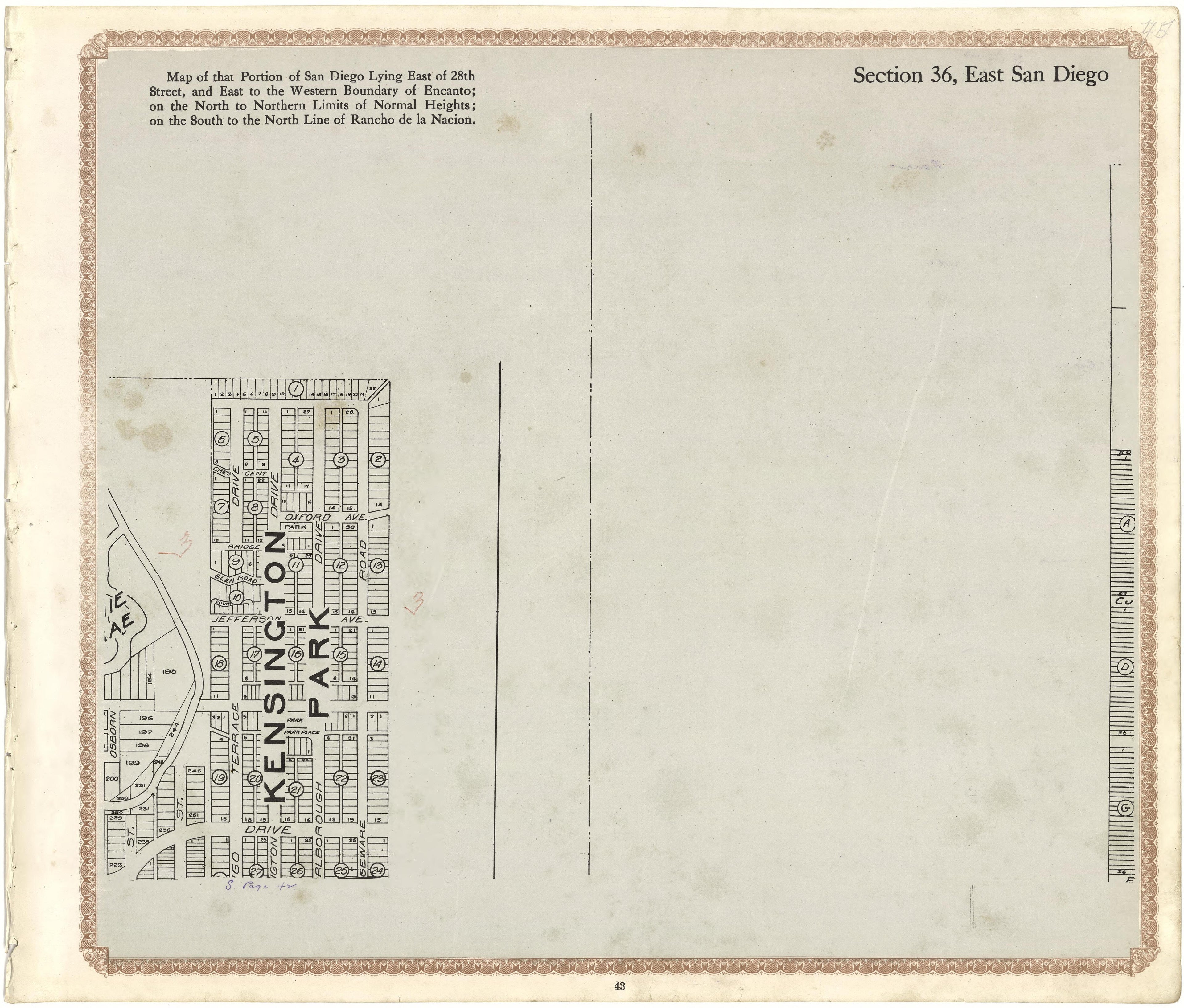 Section 36, East San Diego from Plat Book of San Diego County, California 1912 by Relic Map Company