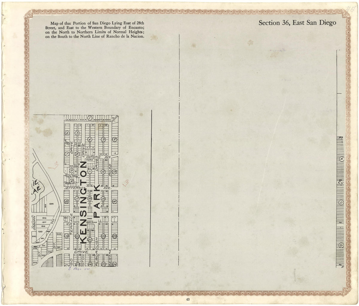 Section 36, East San Diego from Plat Book of San Diego County, California 1912 by Relic Map Company