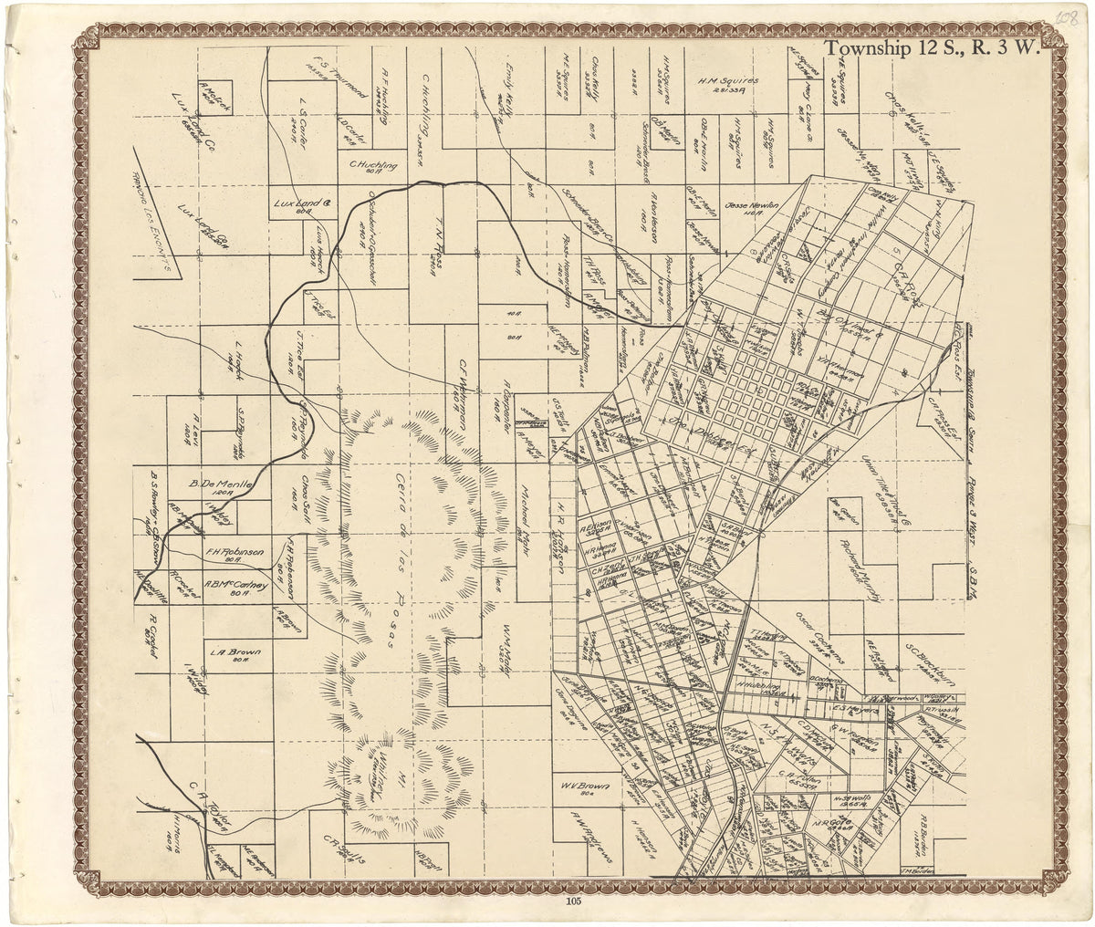 Township 12 S., R. 3 W from Plat Book of San Diego County, California 1912 by Relic Map Company