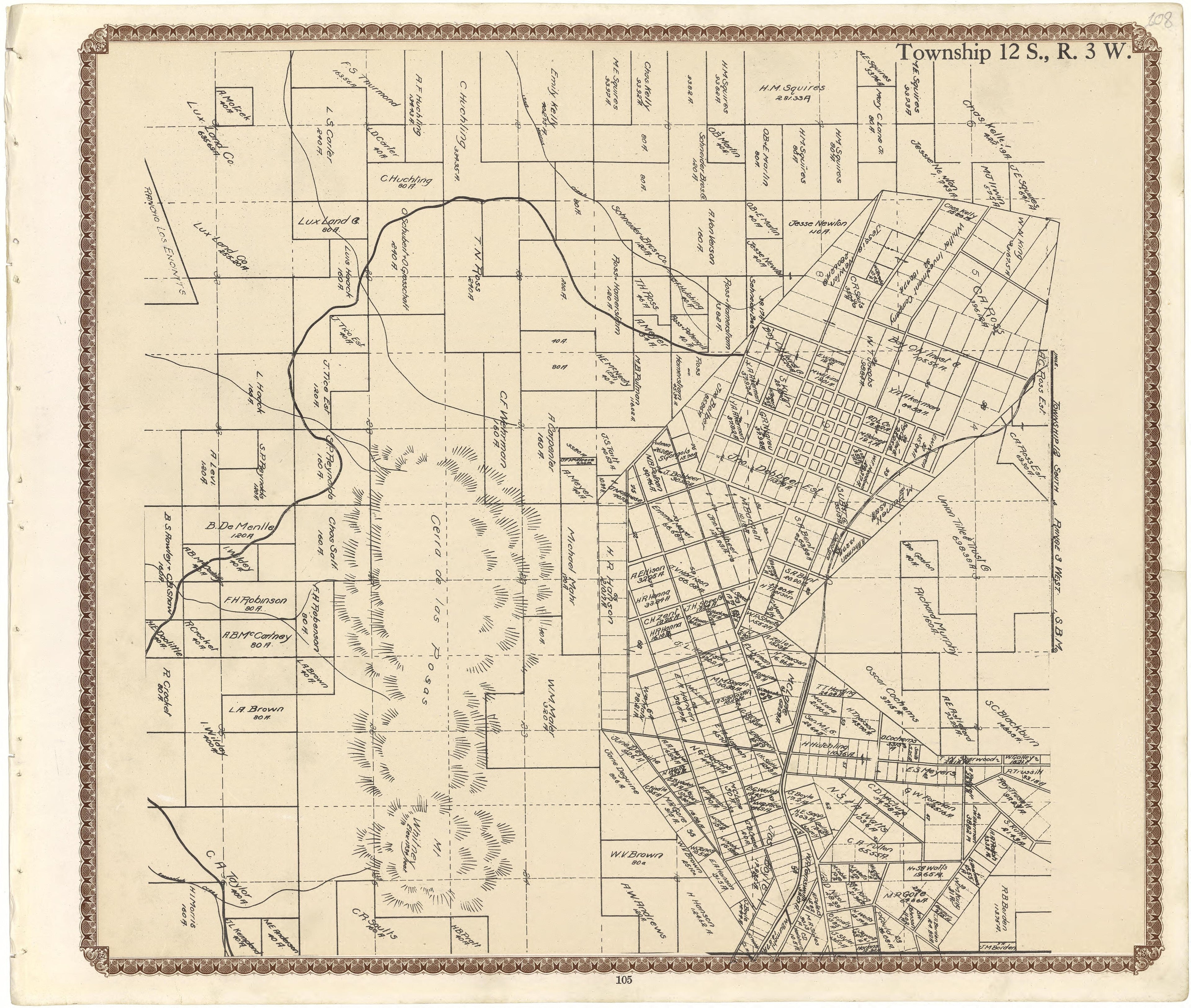 Township 12 S., R. 3 W from Plat Book of San Diego County, California 1912 by Relic Map Company