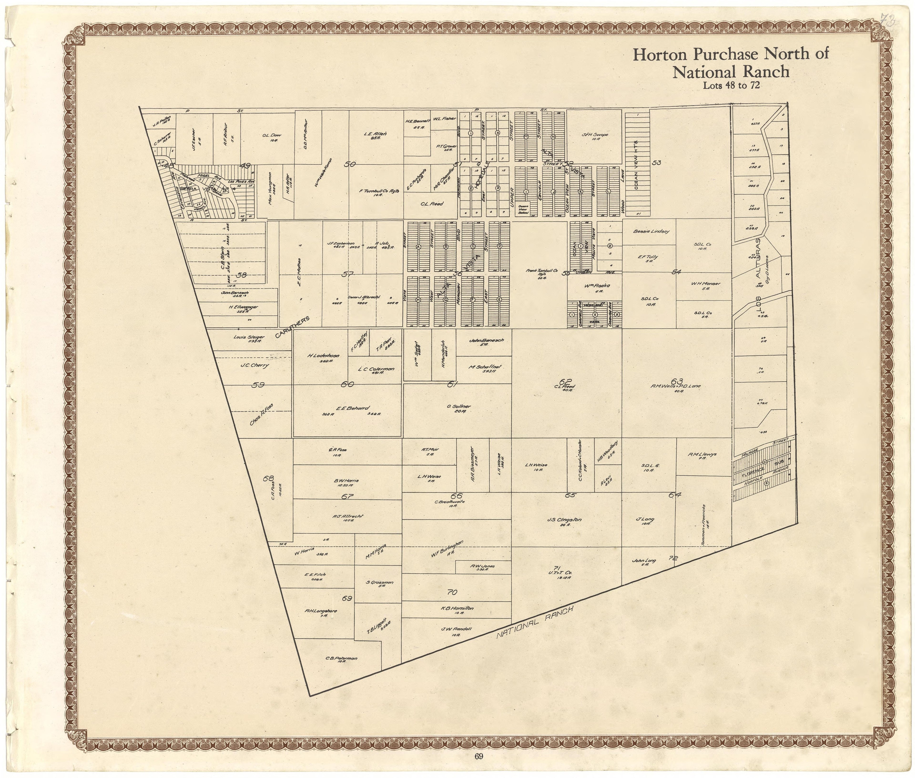 Horton Purchase North of National Ranch from Plat Book of San Diego County, California 1912 by Relic Map Company