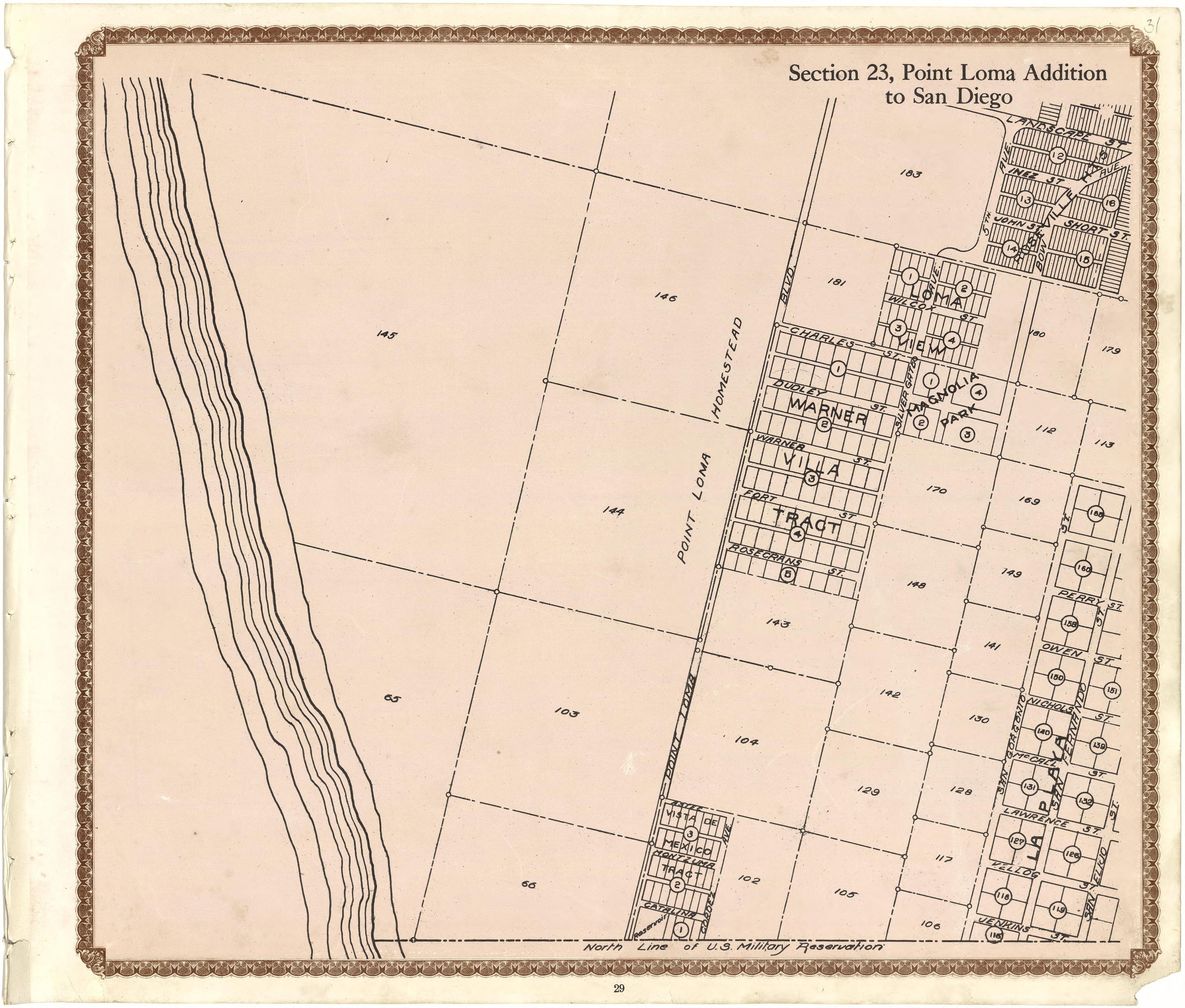 Section 23, Point Loma Addition to San Diego from Plat Book of San Diego County, California 1912 by Relic Map Company