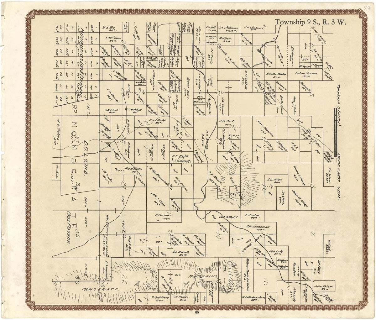 Township 9 S., R. 3 W from Plat Book of San Diego County, California 1912 by Relic Map Company