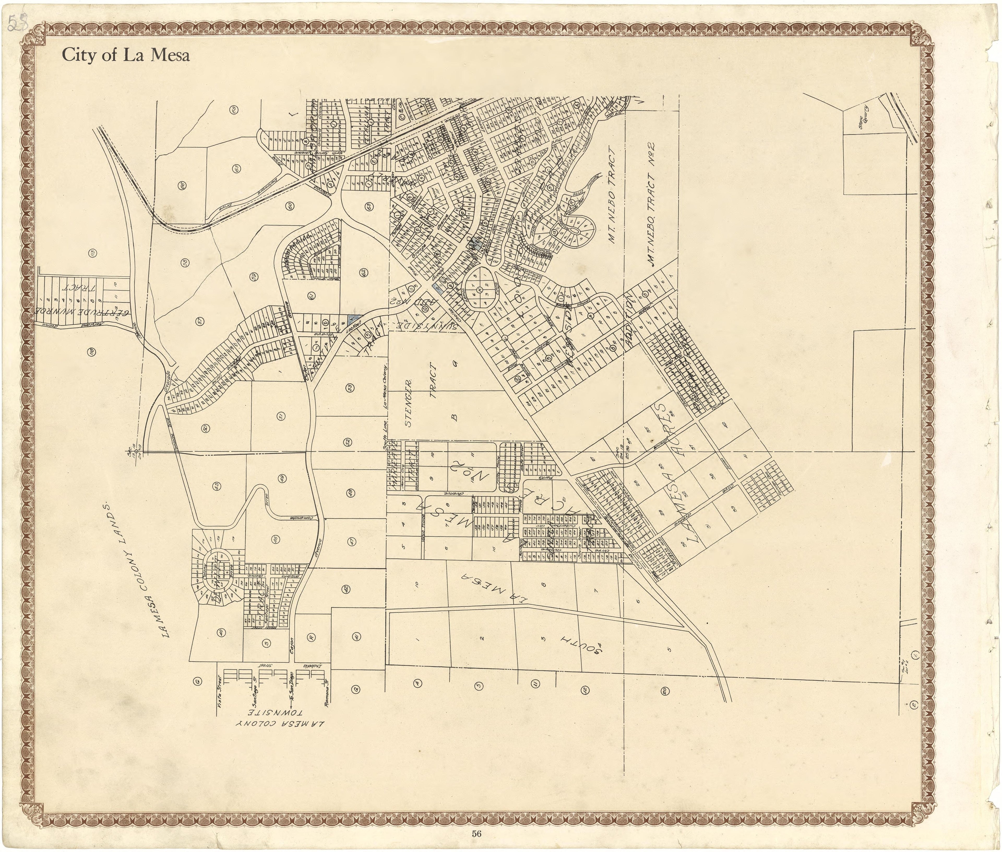 City of La Mesa from Plat Book of San Diego County, California 1912 by Relic Map Company