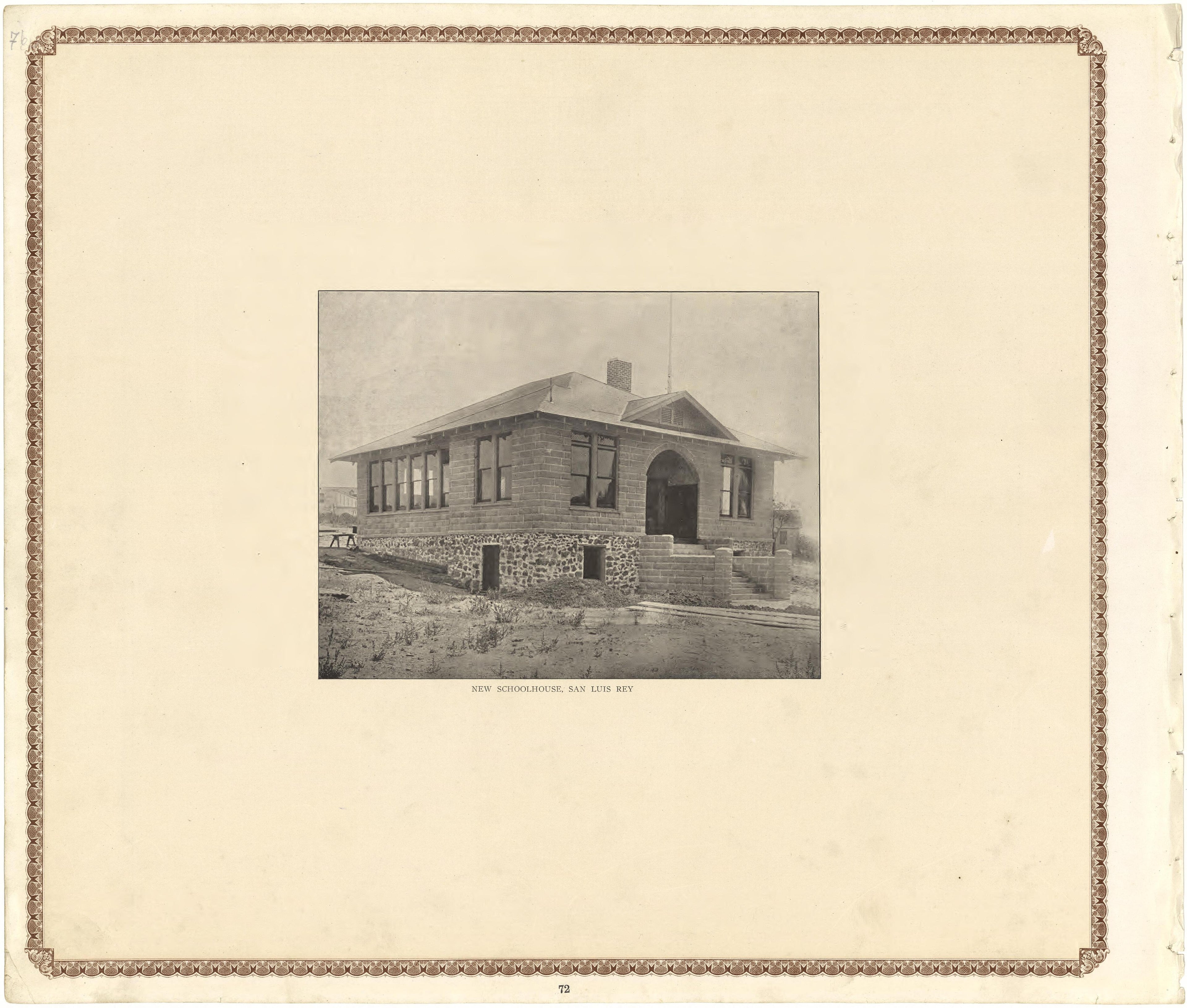 New Schoolhouse, San Luis Rey from Plat Book of San Diego County, California 1912 by Relic Map Company