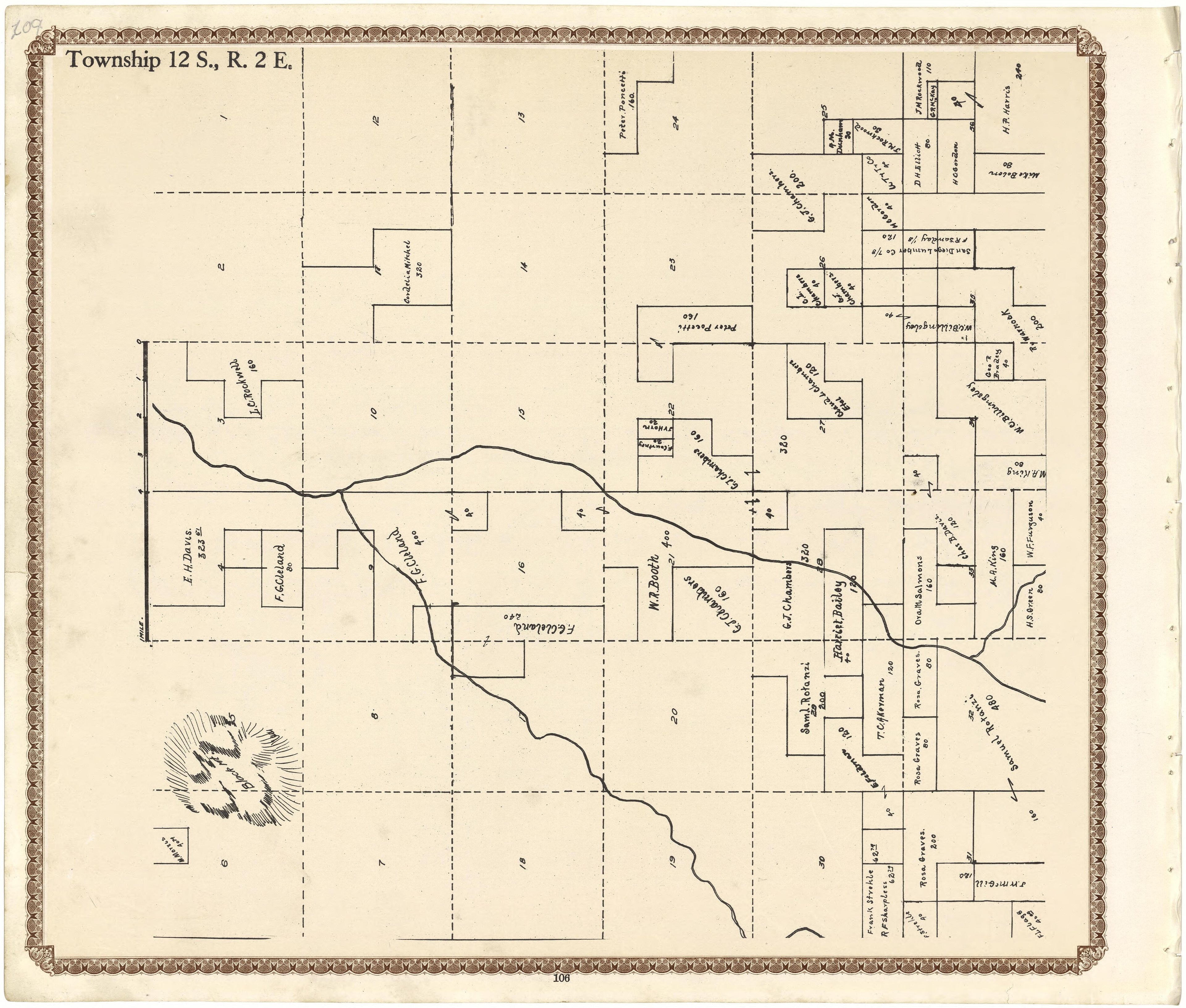 Township 12 S., R. 2 E from Plat Book of San Diego County, California 1912 by Relic Map Company