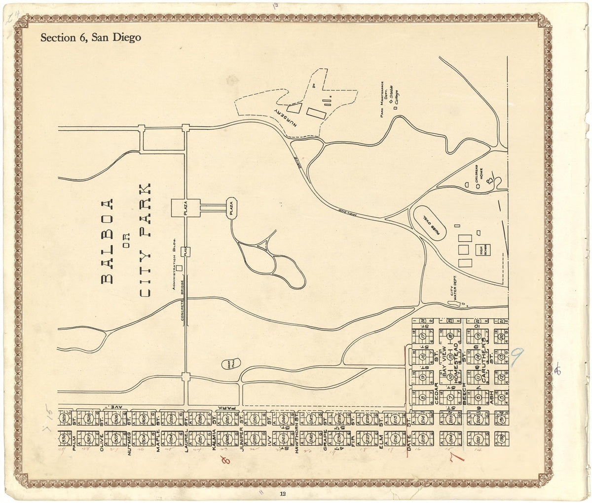 Section 6, San Diego from Plat Book of San Diego County, California 1912 by Relic Map Company