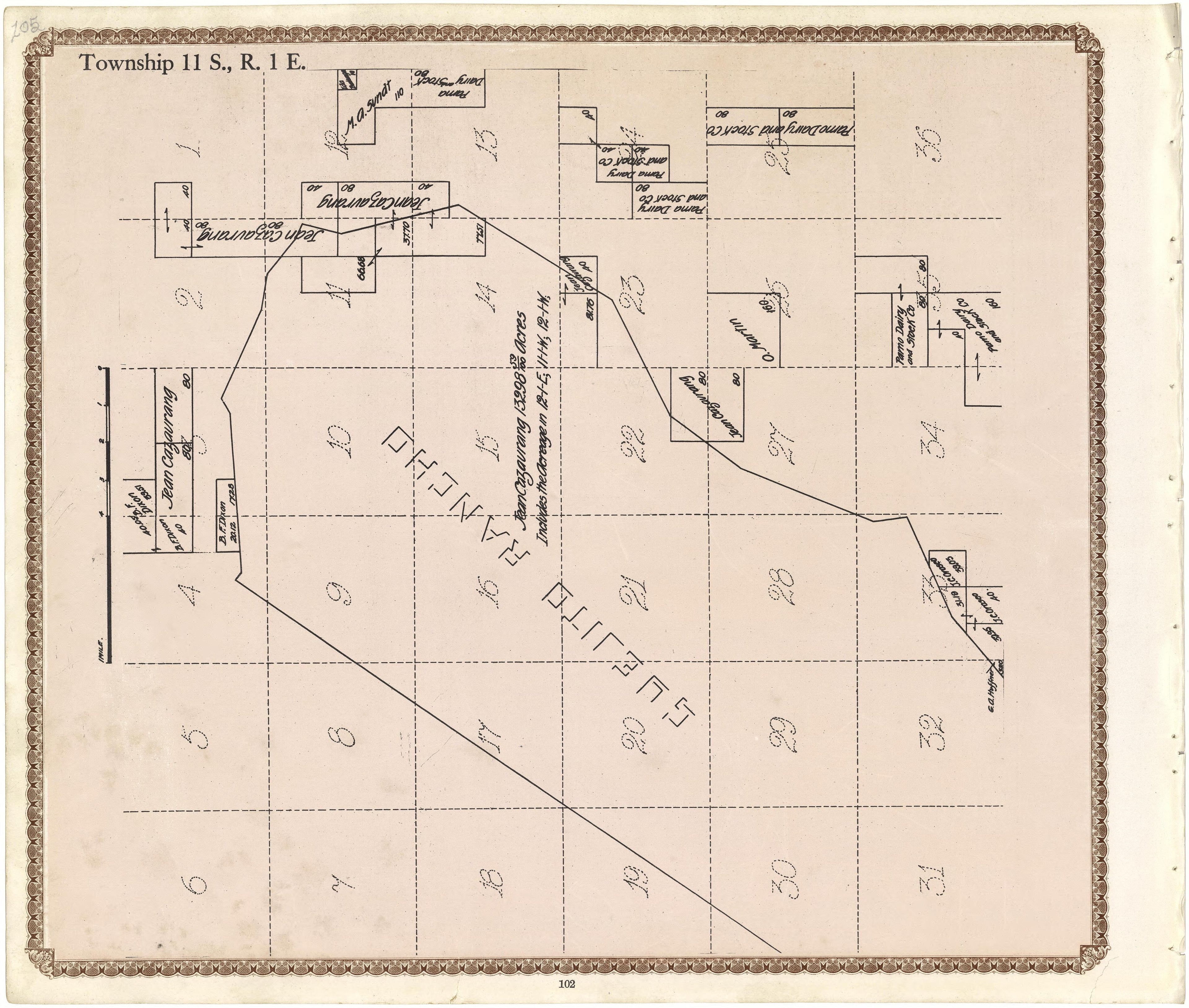 Township 11 S., R. 1 E from Plat Book of San Diego County, California 1912 by Relic Map Company