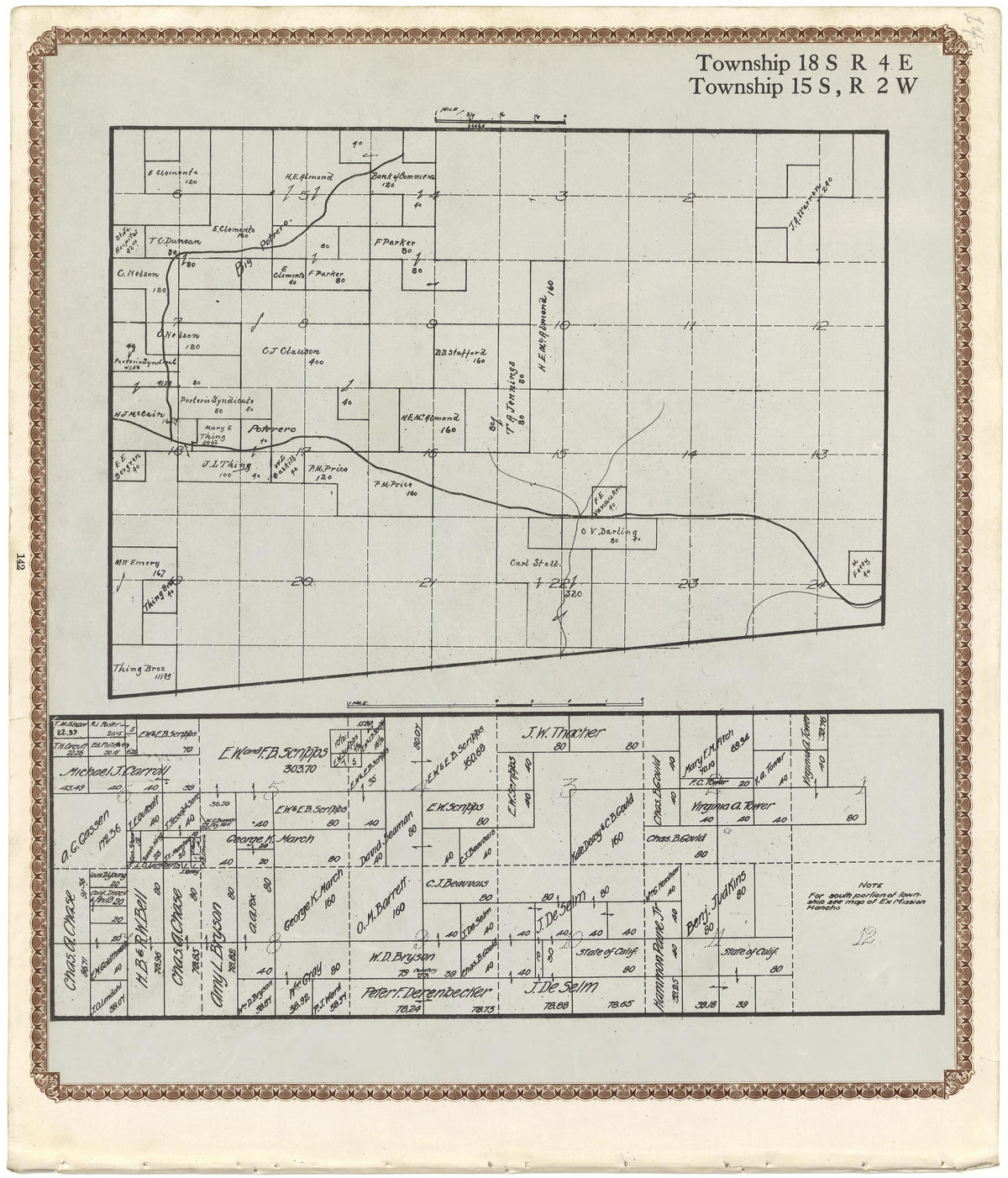 Township 18 S., R. 4 E; Township 15 S., R. 2 W from Plat Book of San Diego County, California 1912 by Relic Map Company