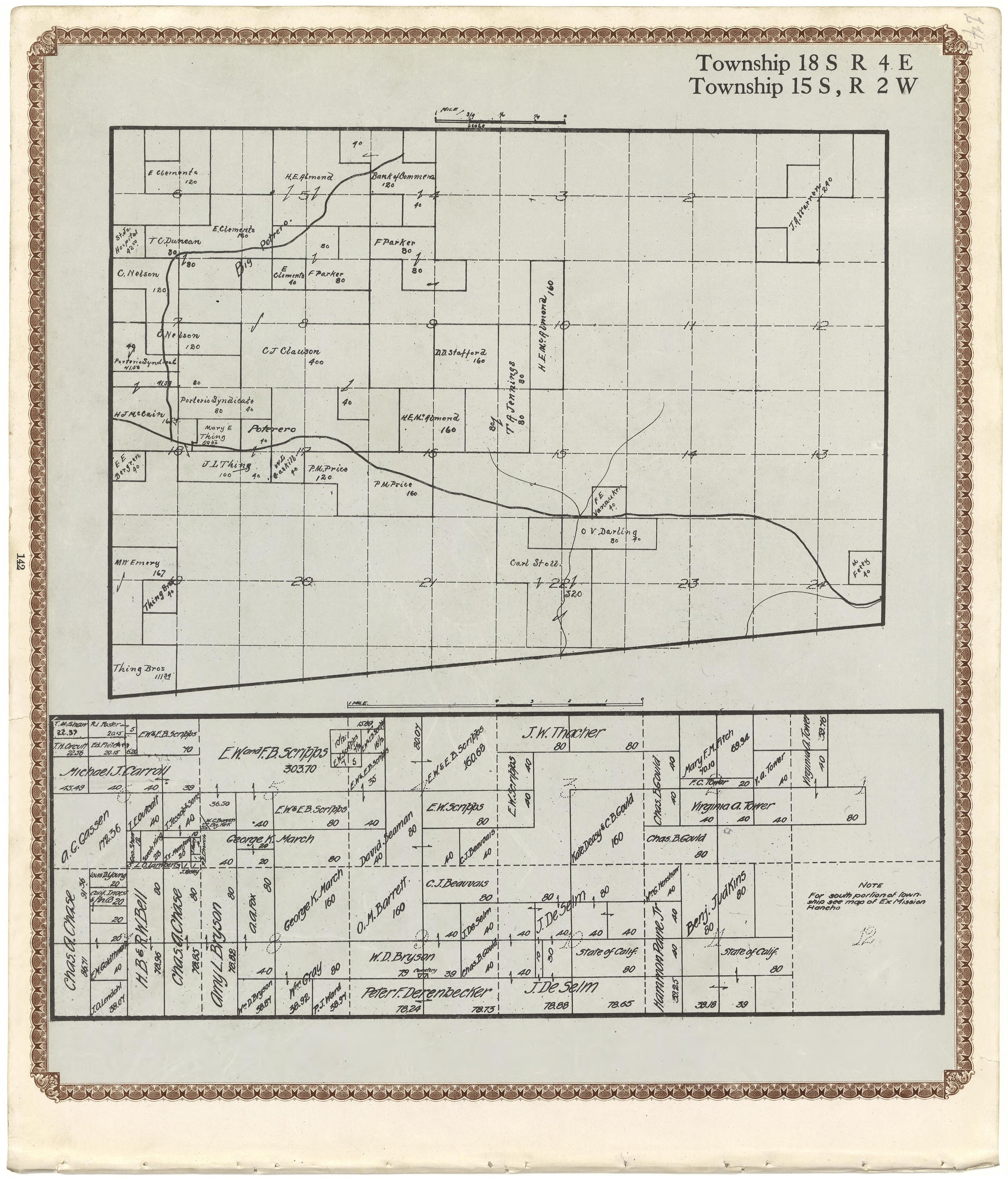 Township 18 S., R. 4 E; Township 15 S., R. 2 W from Plat Book of San Diego County, California 1912 by Relic Map Company