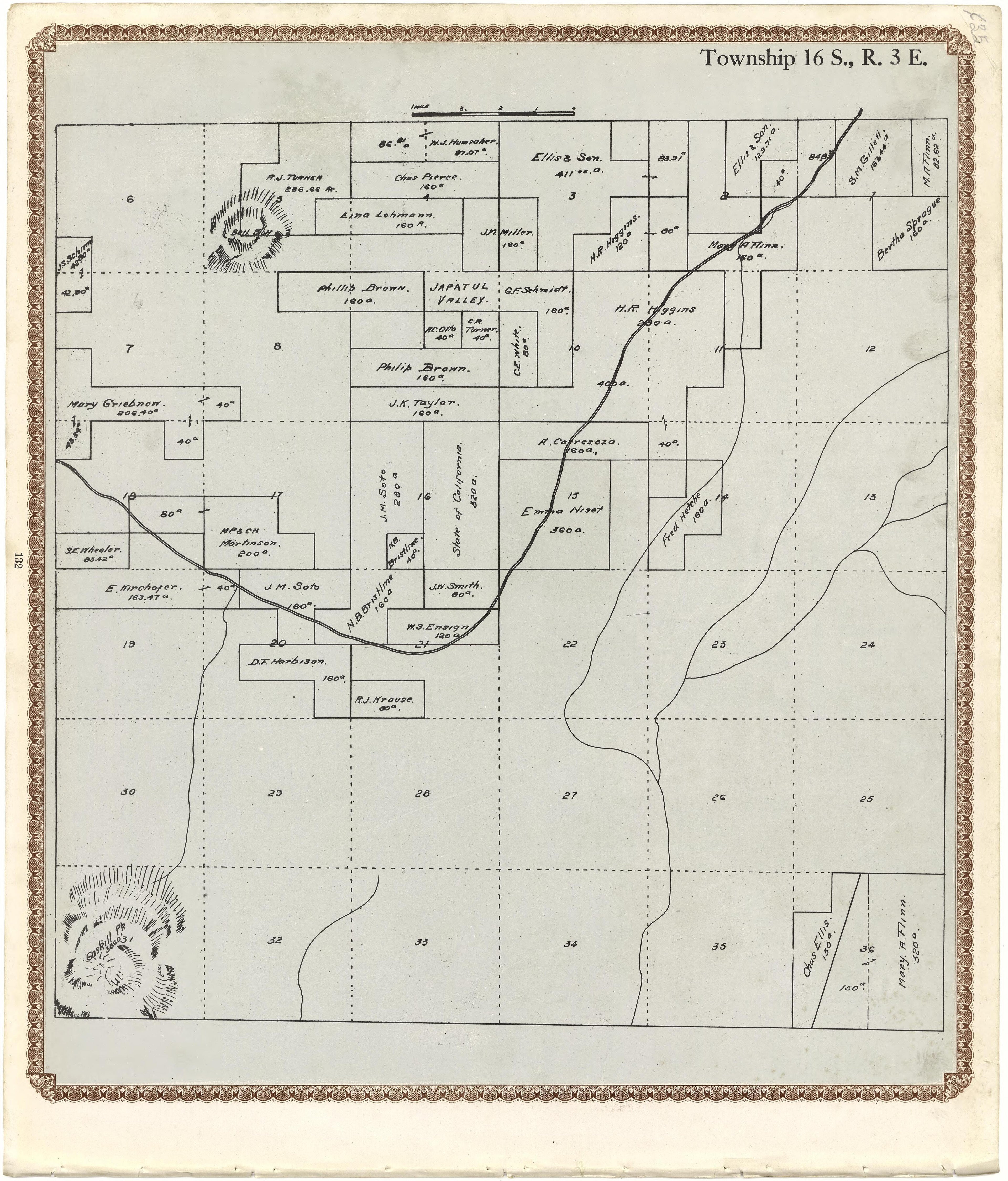 Township 16 S., R. 3 E from Plat Book of San Diego County, California 1912 by Relic Map Company
