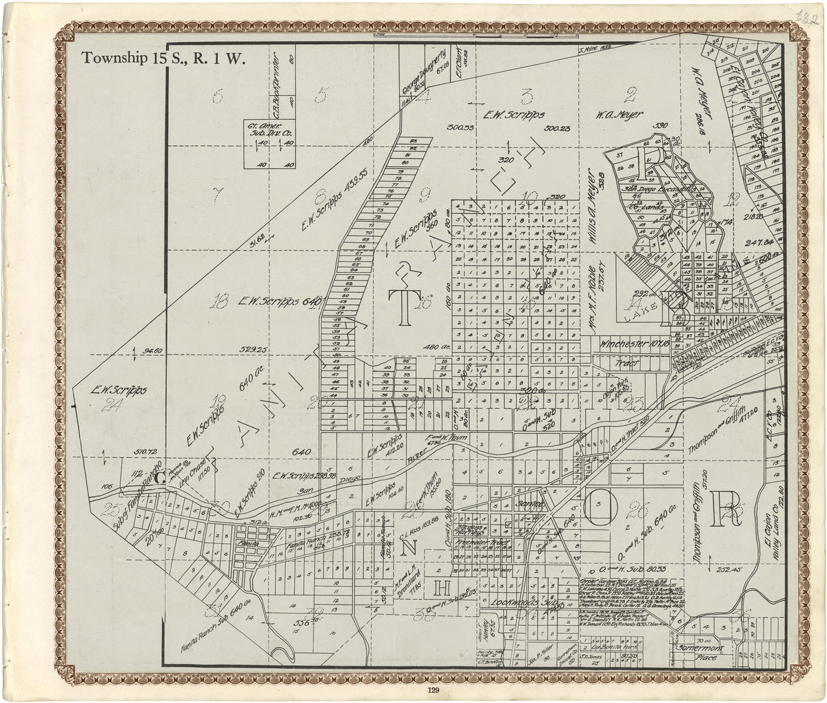 Township 15 S., R. 1 W from Plat Book of San Diego County, California 1912 by Relic Map Company