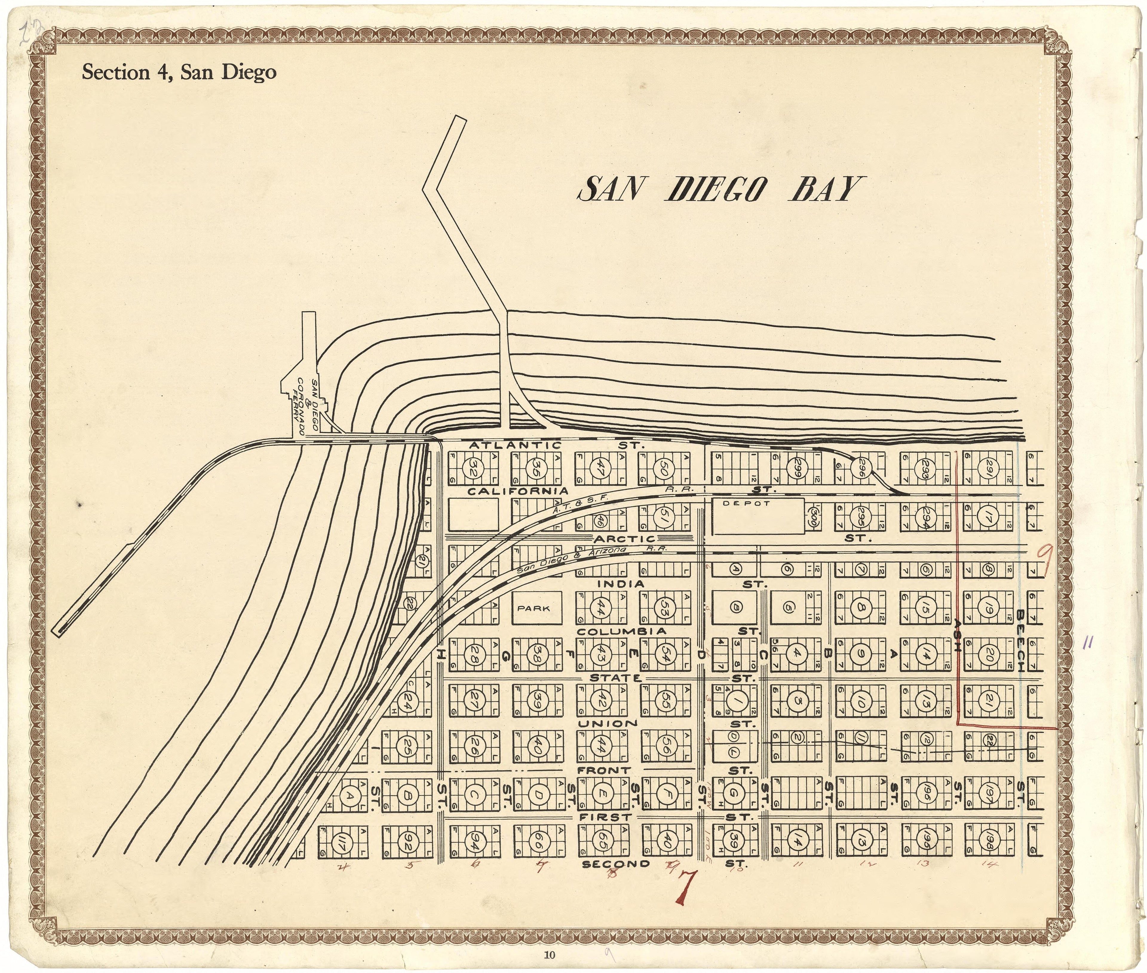 Section 4, San Diego from Plat Book of San Diego County, California 1912 by Relic Map Company