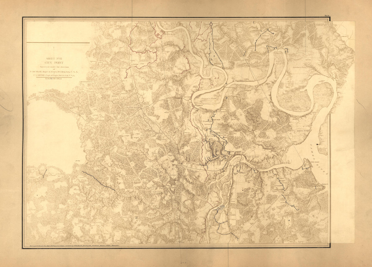 No. 2 - Sheet No. 12: City Point from Military Maps Illustrating the Operations of the Armies of the Potomac and James Against Richmond, May 4th, 1864 to April 9th, 1865 : Including Battlefields of the Wilderness, Totopotomoy, North Anna, Spottsylvani... by Relic Map Company