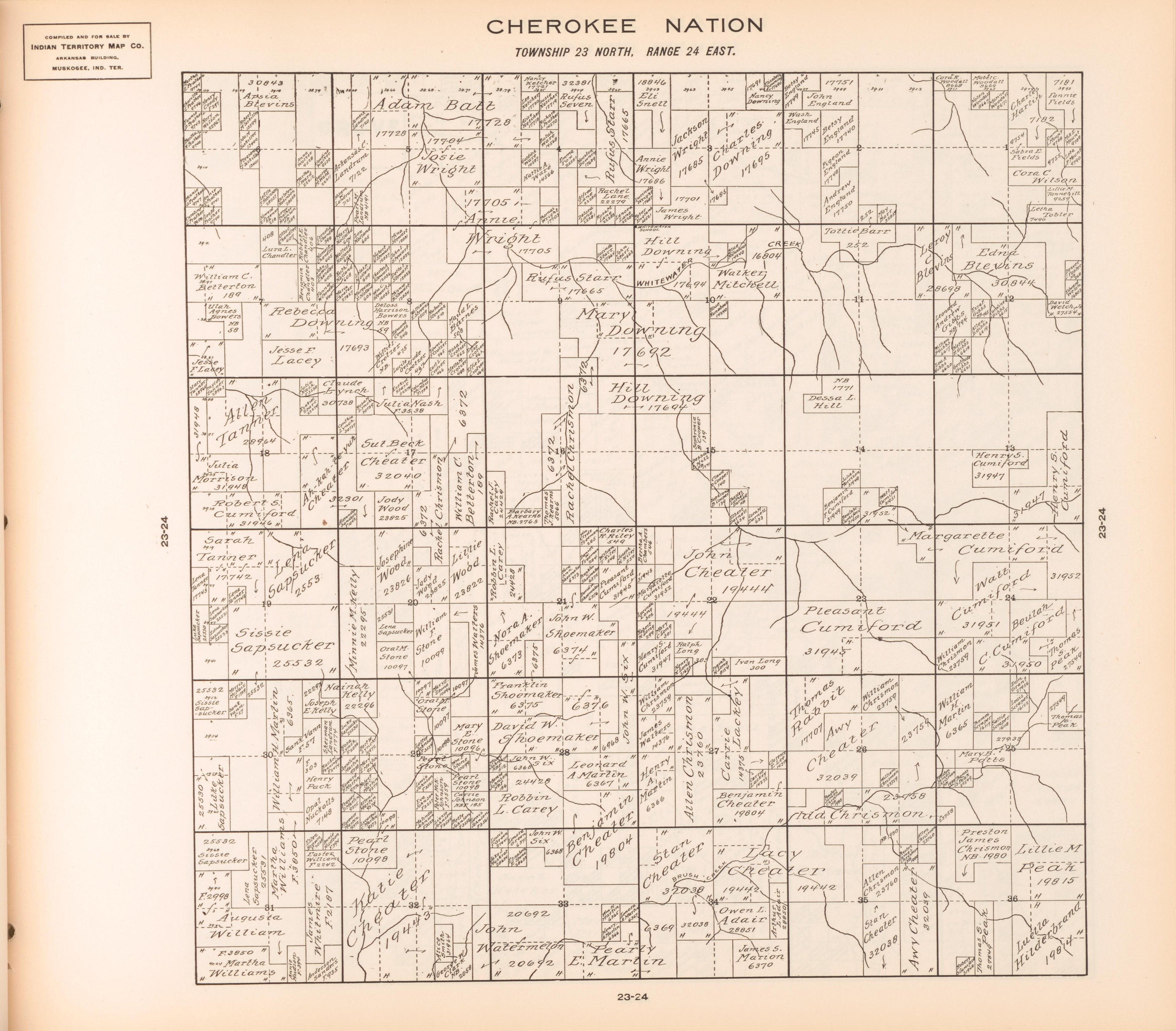 Township 23 North, Range 24 East from Cherokee Nation 1909 by Relic Map Company
