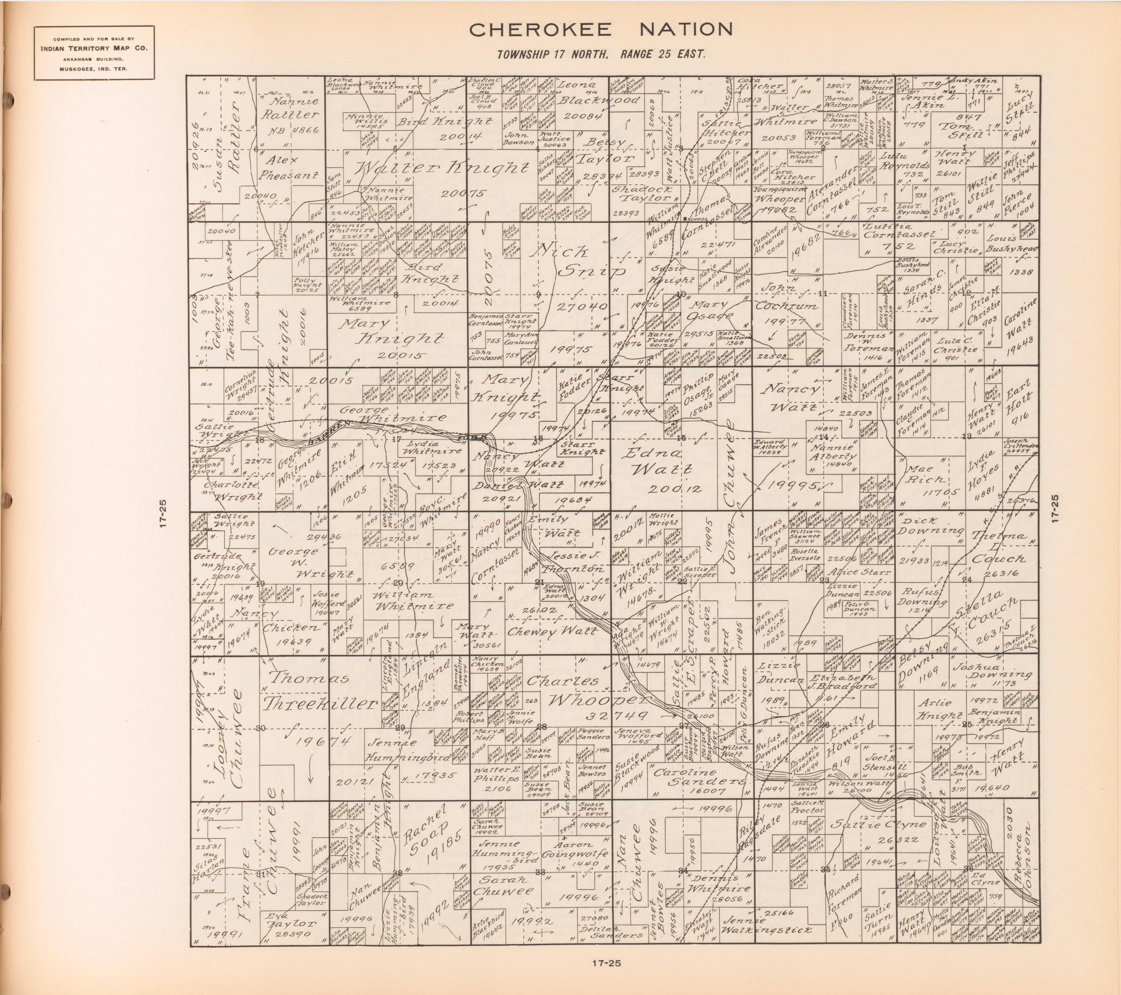 Township 17 North, Range 25 East from Cherokee Nation 1909 by Relic Map Company
