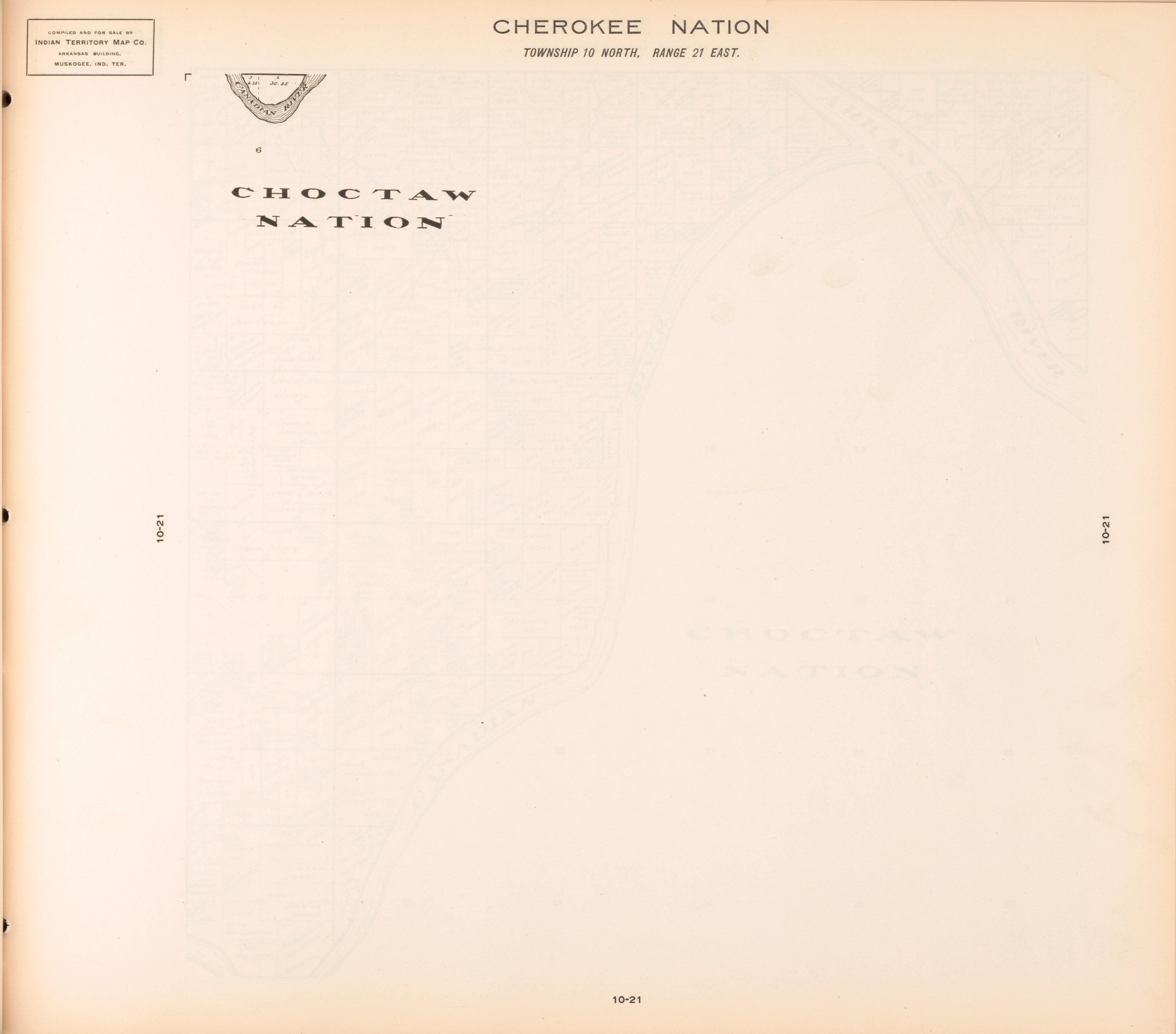 Township 10 North, Range 21 East from Cherokee Nation 1909 by Relic Map Company