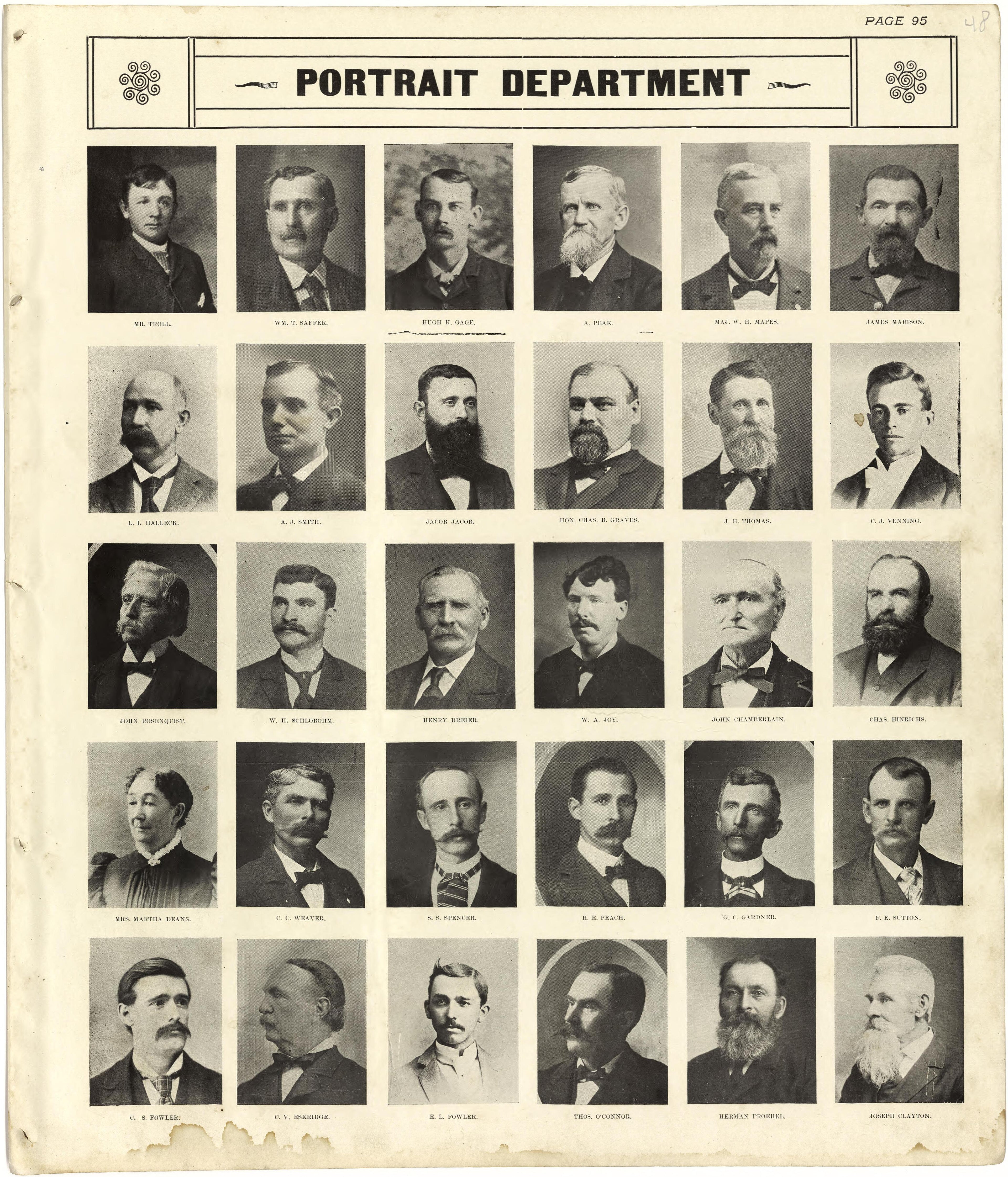 Portrait Department Continued from Standard Atlas of Lyon County, Kansas : Including a Plat Book of the Villages, Cities and Townships of the County, Map of the State, United States and World : Patrons Directory, Reference … 1901 by Relic Map Company
