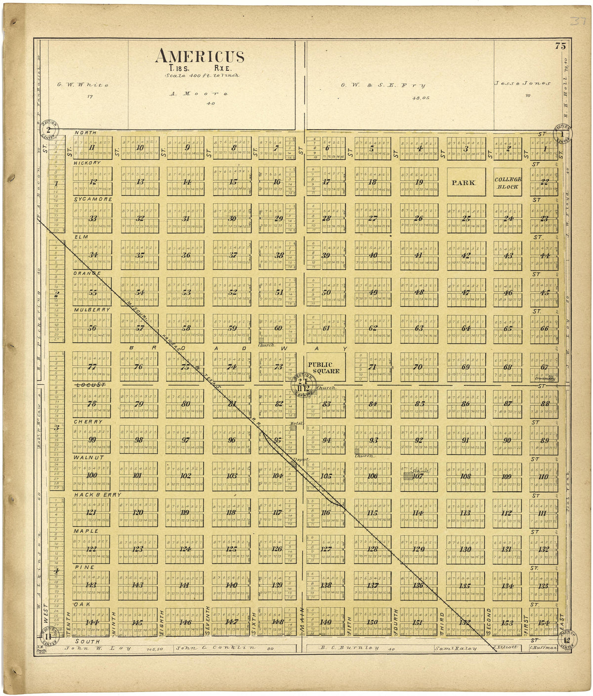Americus from Standard Atlas of Lyon County, Kansas : Including a Plat Book of the Villages, Cities and Townships of the County, Map of the State, United States and World : Patrons Directory, Reference … 1901 by Relic Map Company