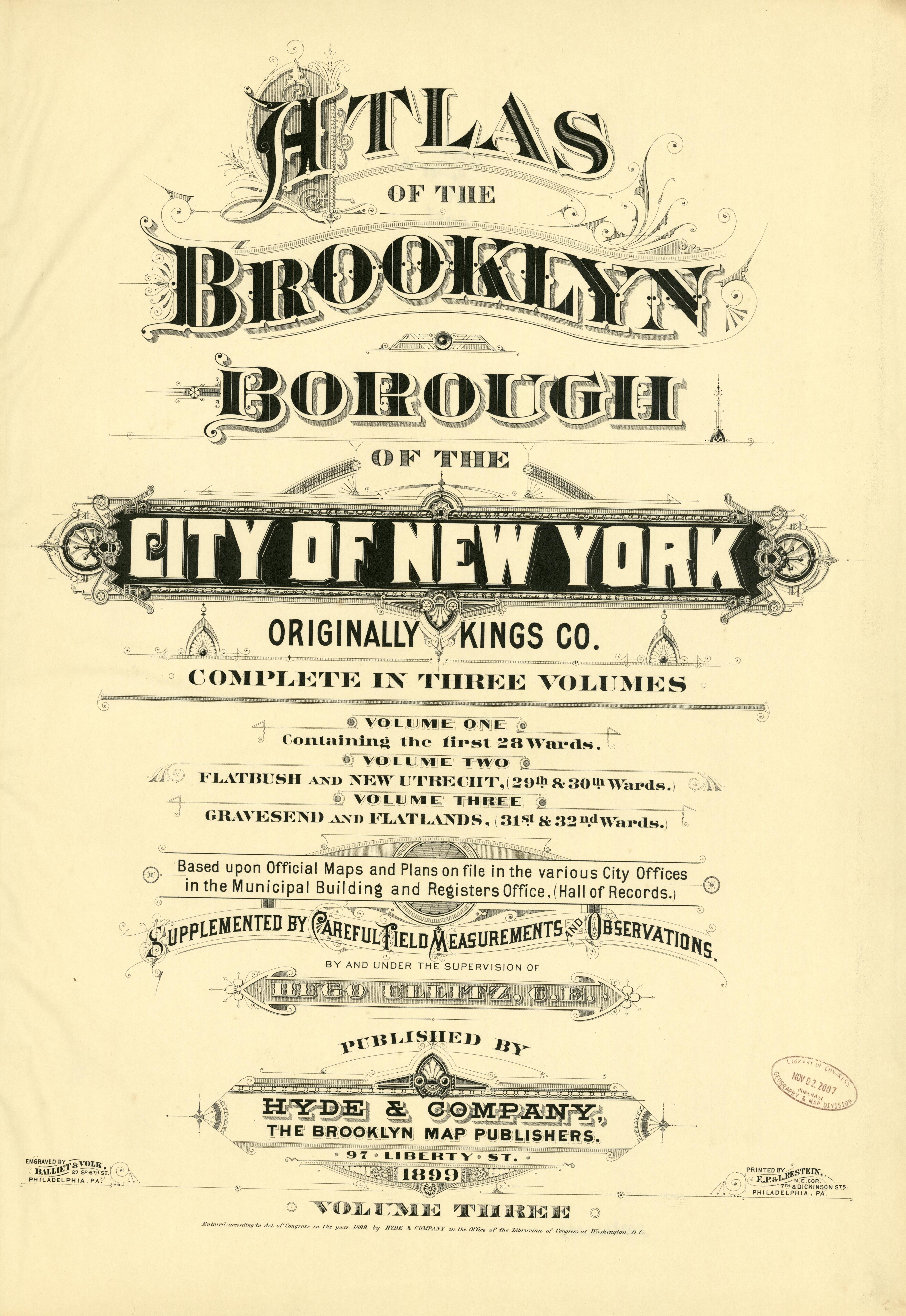 Image 2 of Atlas of the Brooklyn Borough of the City of New York : Originally Kings County, Complete In Three Volumes : Based Upon Official Maps and Plans On File In the Various City Offices In the Municipal Building and Registers Office (Hall of Reco... by Relic Map Company