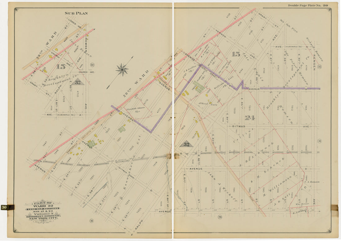 Image 64 of Atlas of the Brooklyn Borough of the City of New York : Originally Kings County, Complete In Three Volumes : Based Upon Official Maps and Plans On File In the Various City Offices In the Municipal Building and Registers Office (Hall of Rec... by Relic Map Company