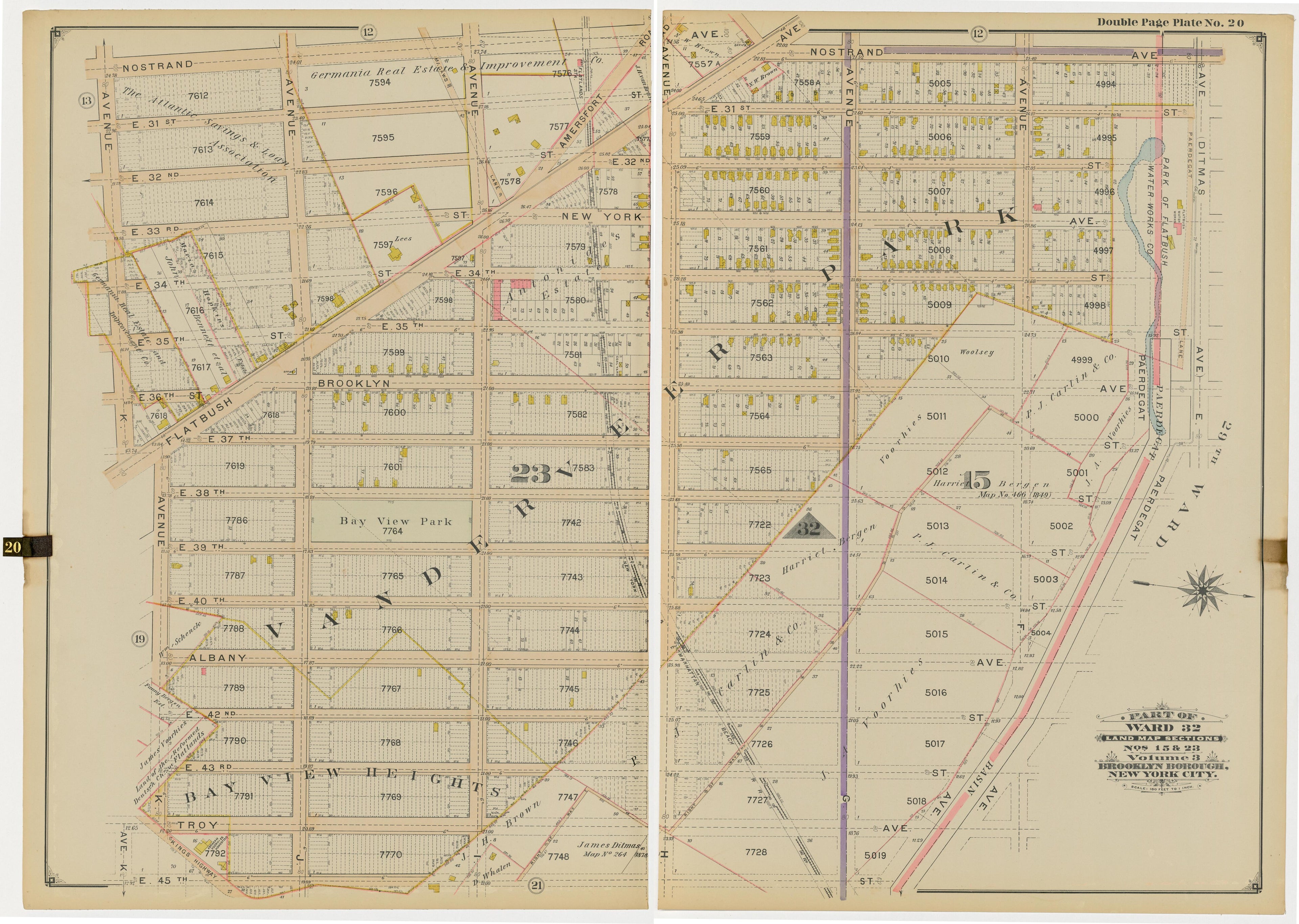 Image 44 of Atlas of the Brooklyn Borough of the City of New York : Originally Kings County, Complete In Three Volumes : Based Upon Official Maps and Plans On File In the Various City Offices In the Municipal Building and Registers Office (Hall of Rec... by Relic Map Company