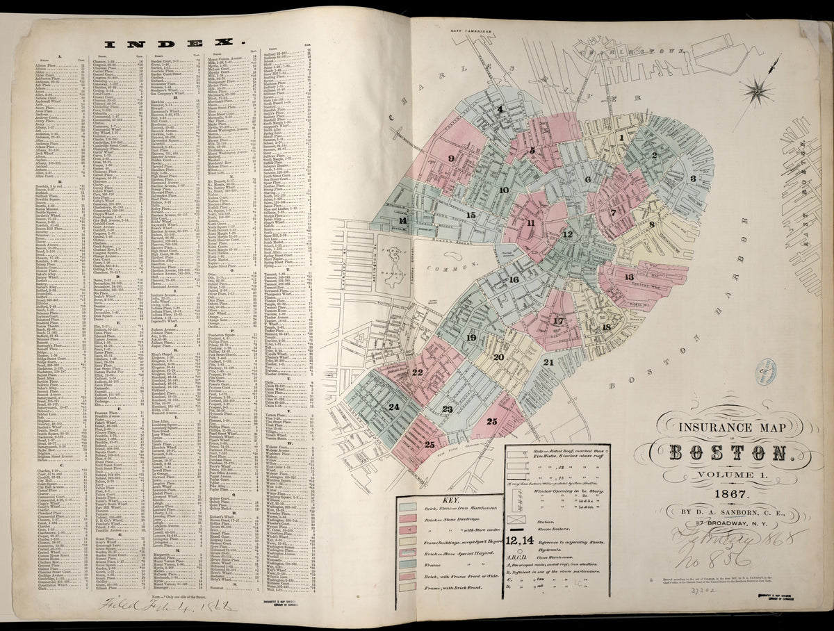Image 1 of Boston from Insurance Map of Boston. Volume 1 1867 by Relic Map Company