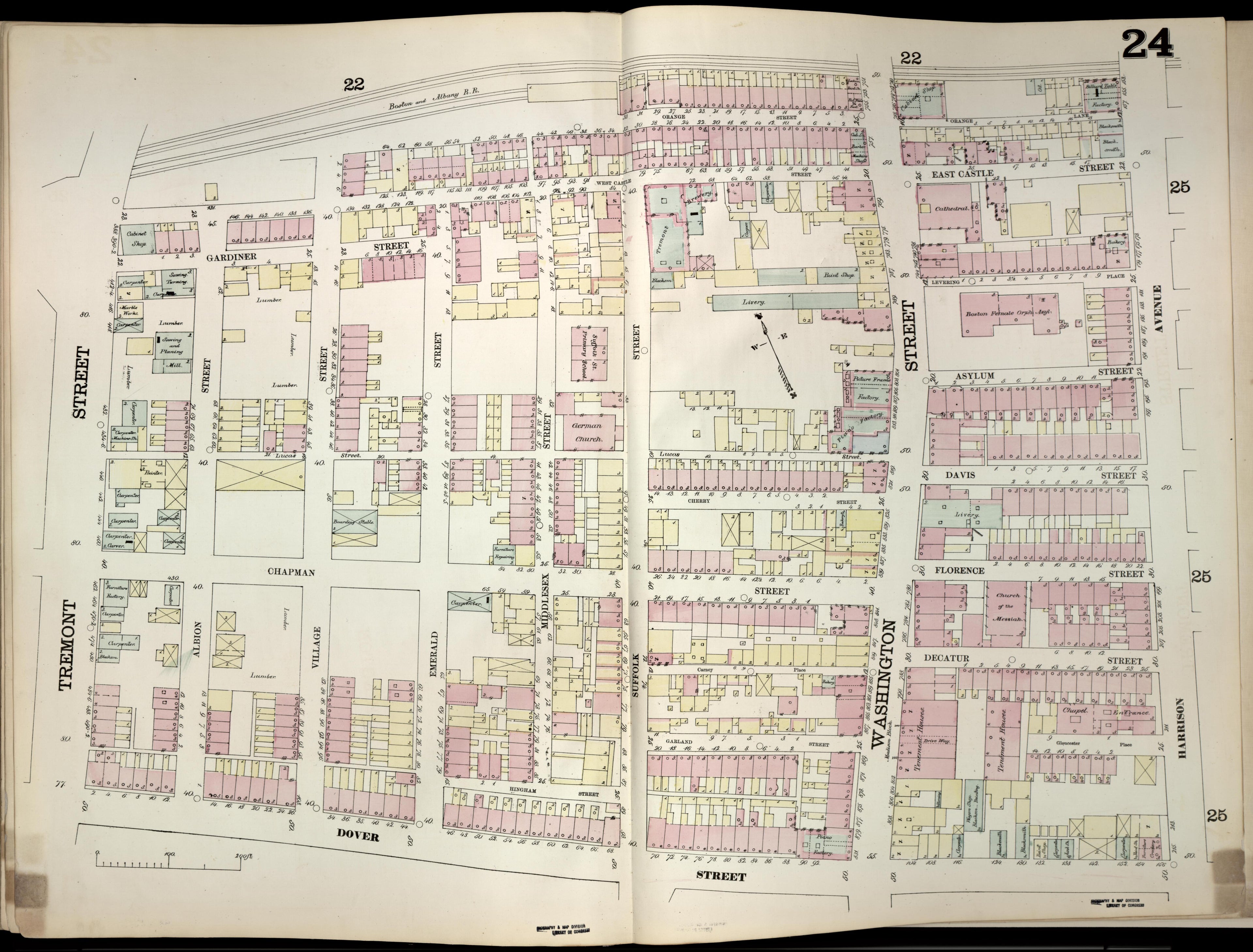 This old map of Boston, Massachusetts, Suffolk County, was created by Sanborn, D. A. (Daniel Alfred) in 1867