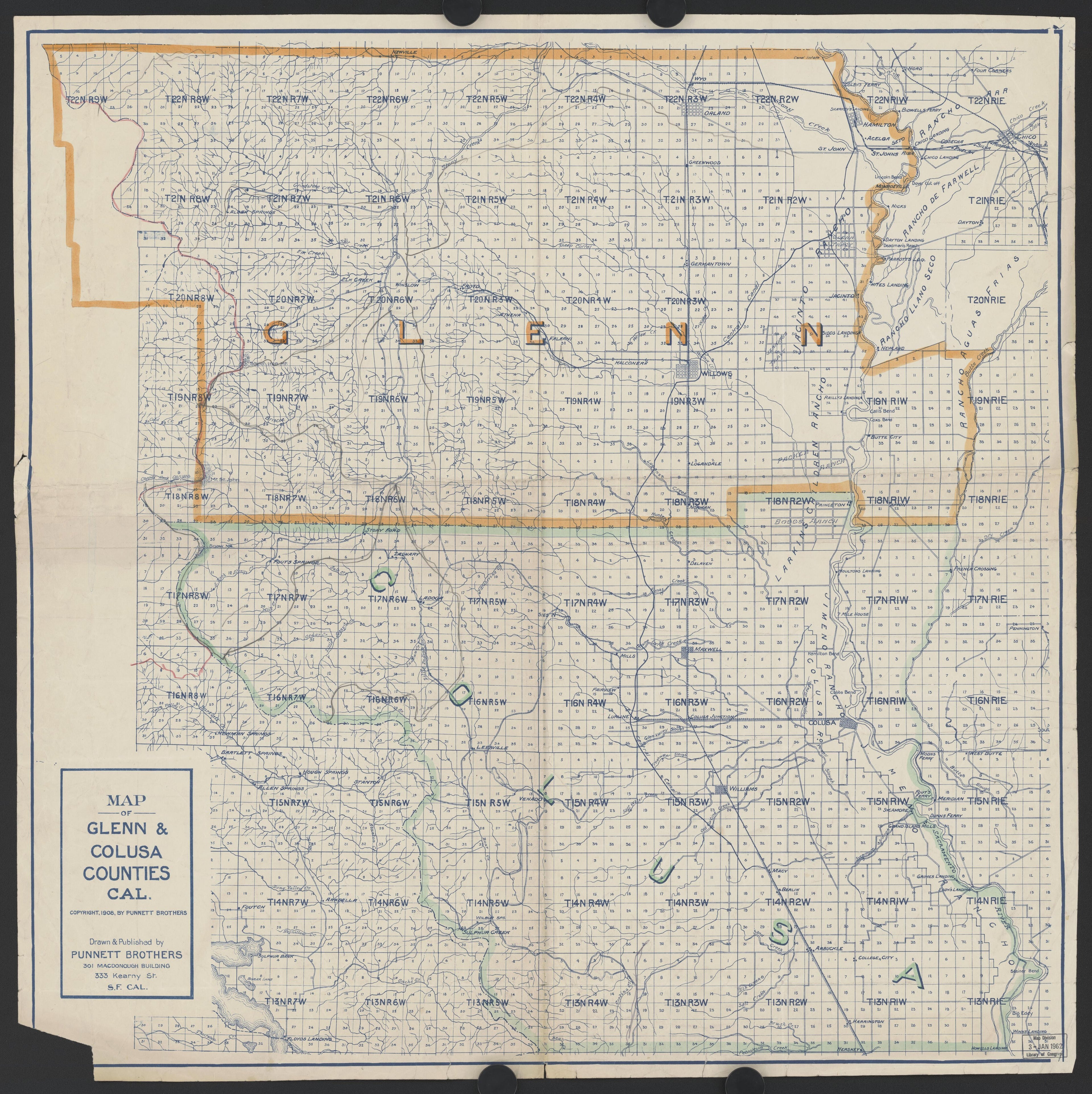 This old map of California, Fresno County, Glenn County, was created by in 1891