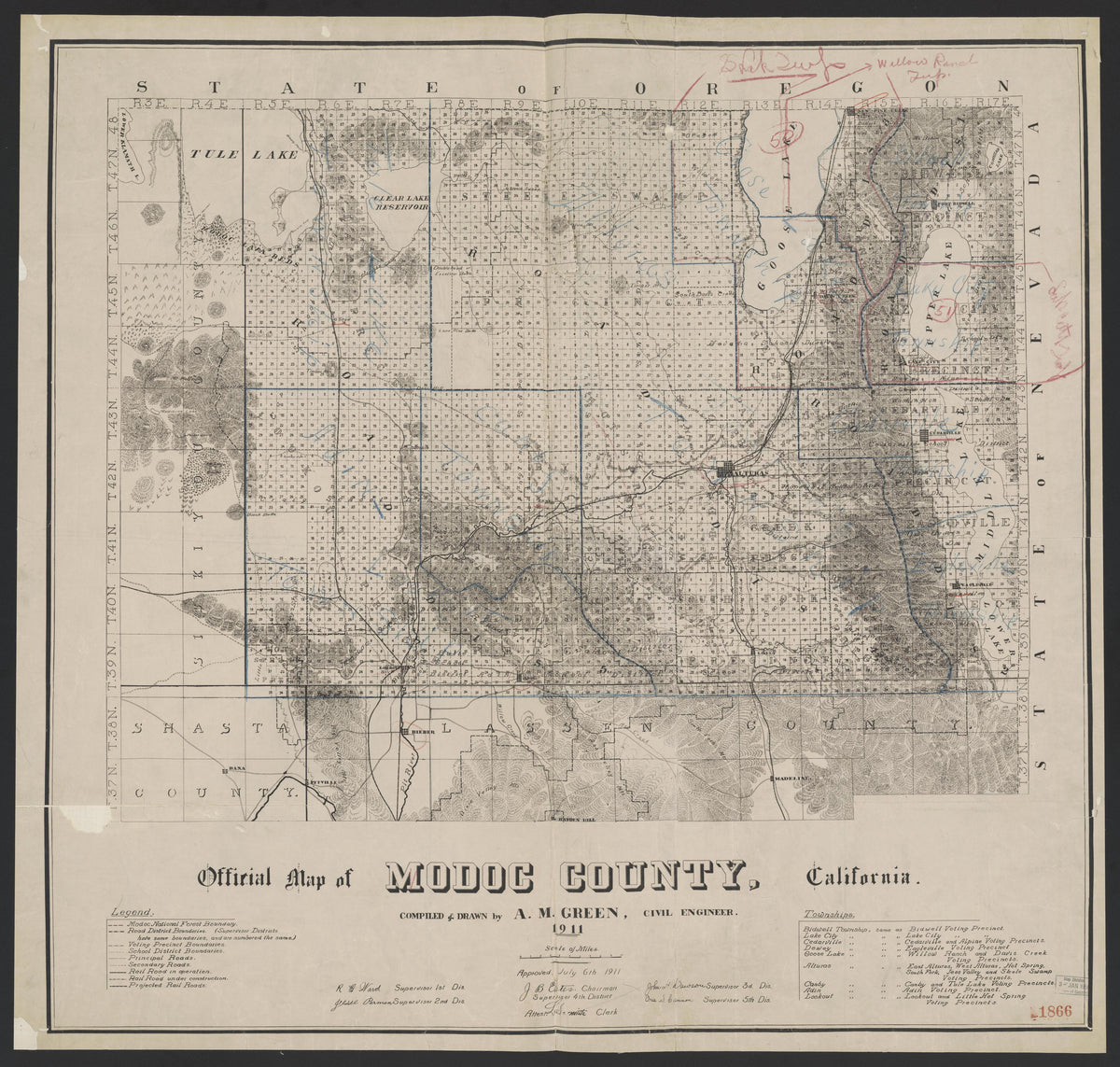 CA Drawer 166, Folder 04, Item 01 from Maps of California--counties Modoc 1874 by Relic Map Company