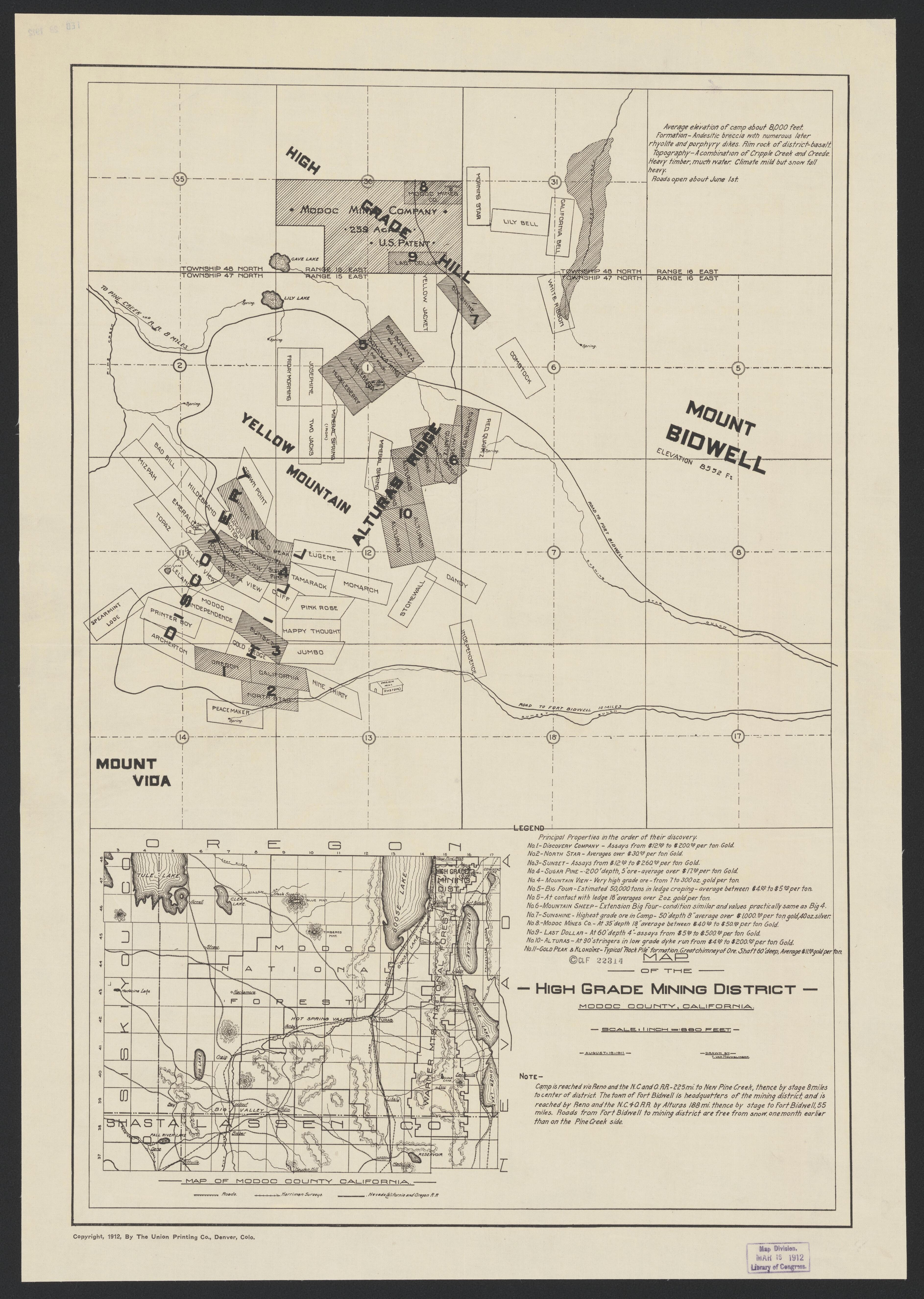 This old map of California, Modoc County, was created by in 1874
