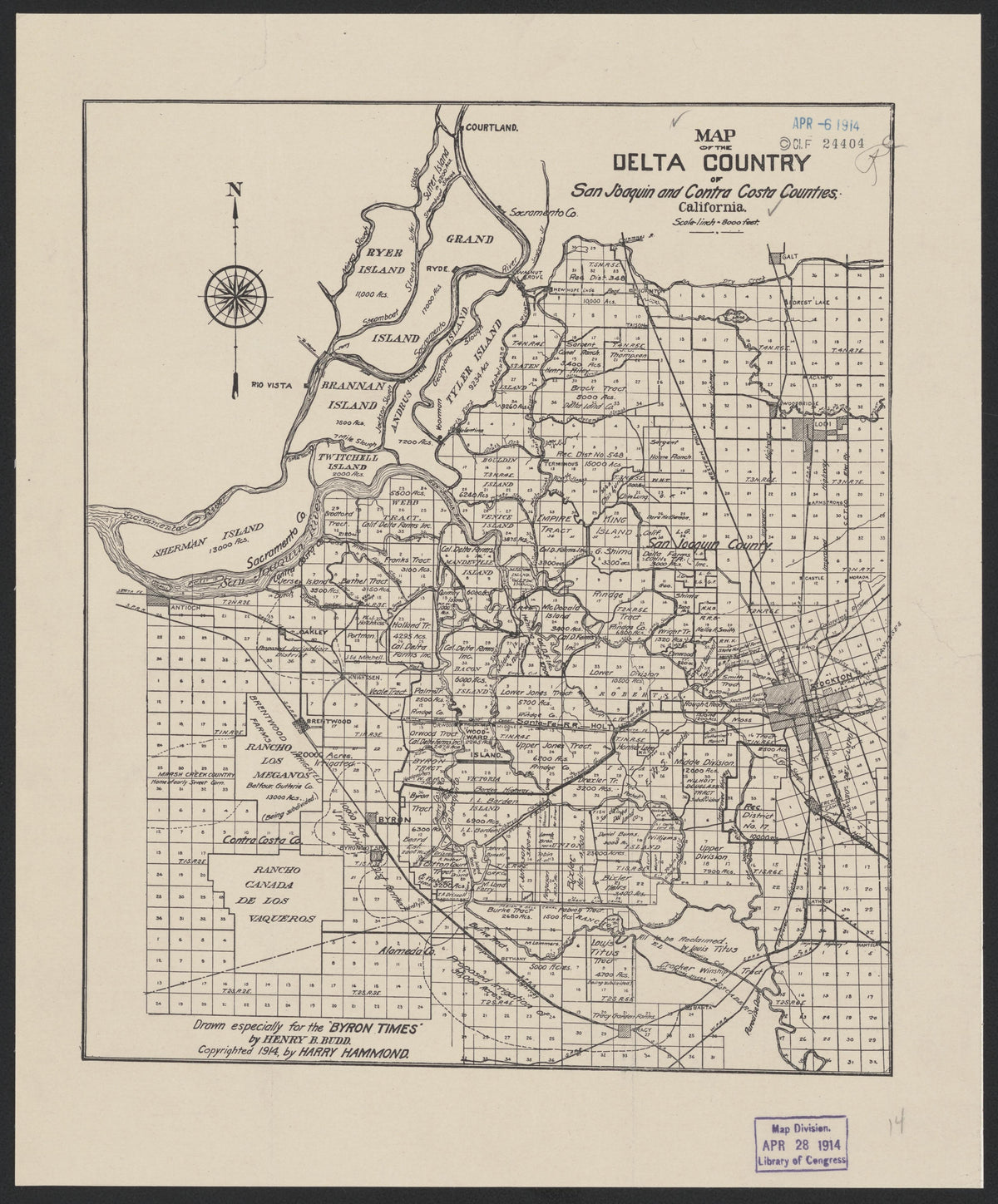 CA Drawer 189, Folder 09, Item 01 from Maps of California--counties San Joaquin 1850 by Relic Map Company