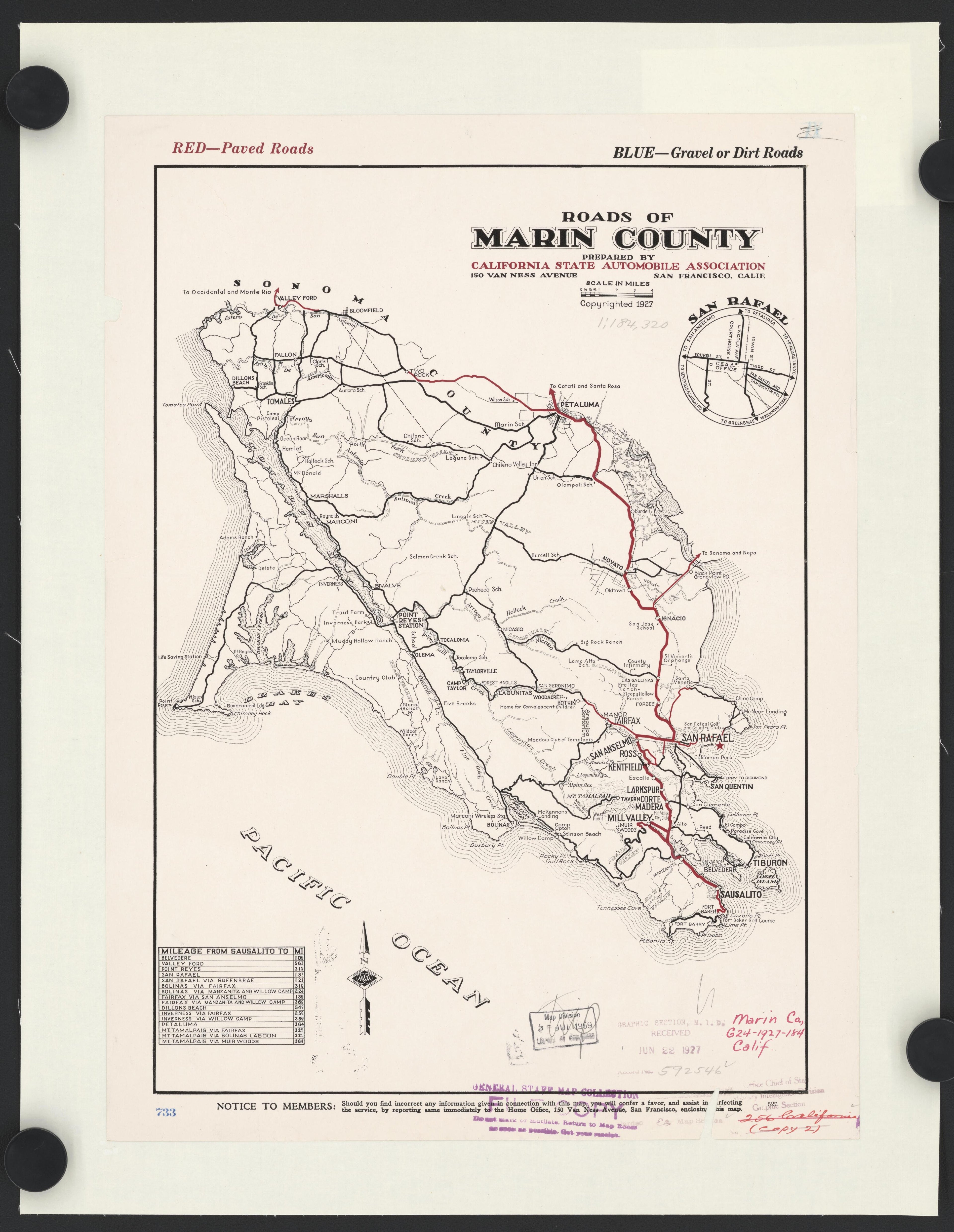 CA Drawer 161, Folder 12, Item 01 from Maps of California--counties Marin 1850-1939 by Relic Map Company
