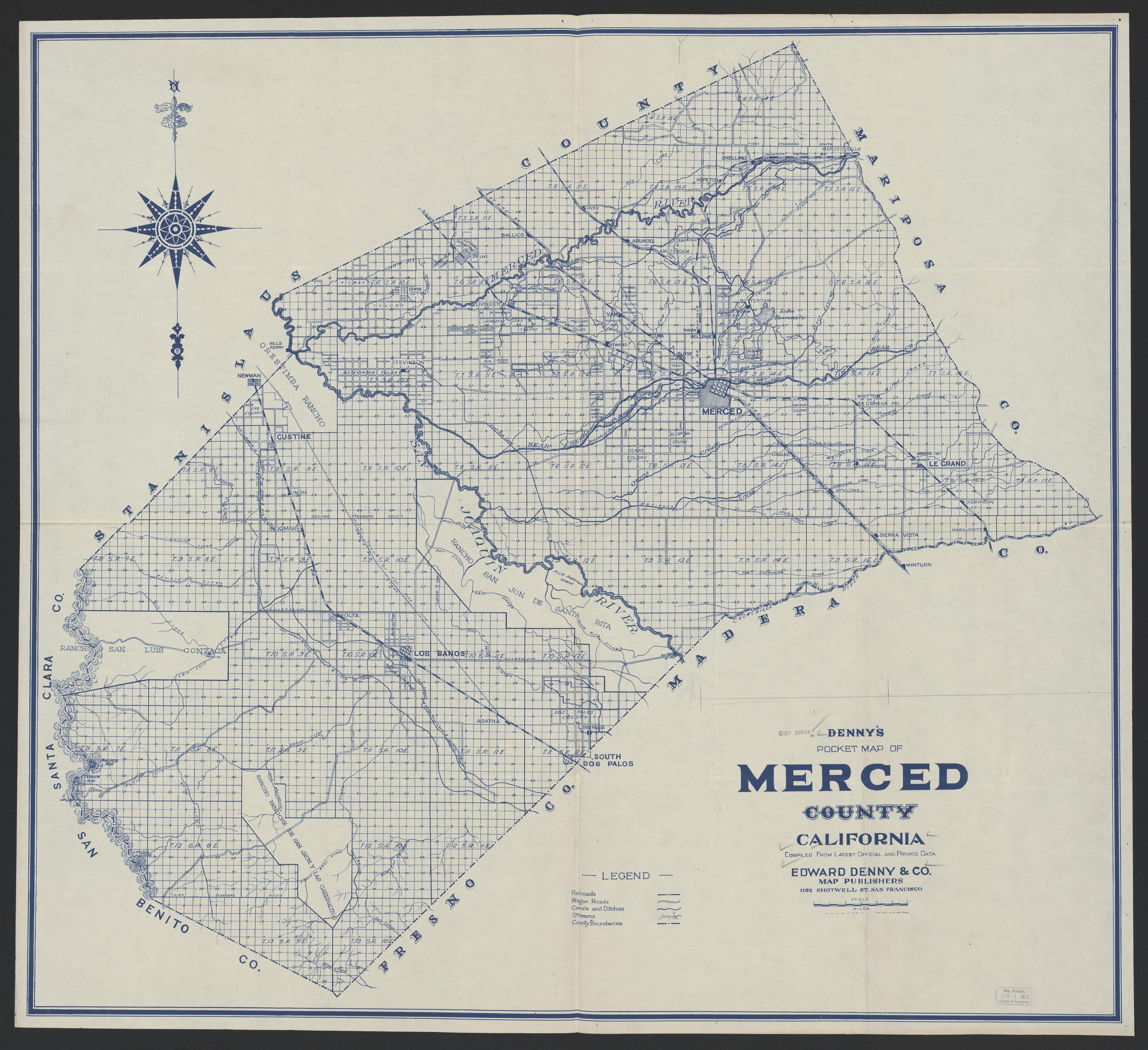 This old map of California, Merced County, was created by in 1855