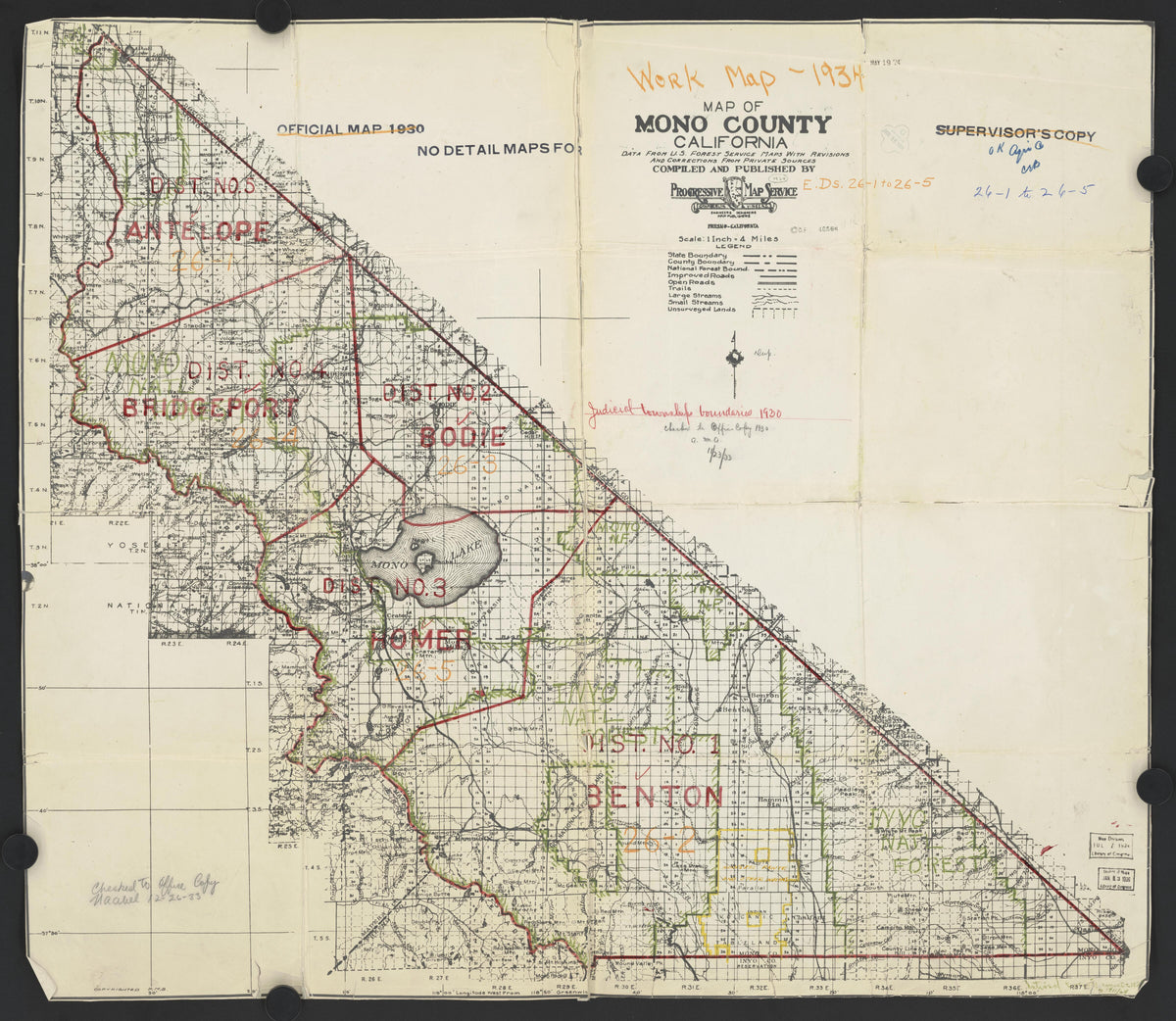 CA Drawer 167, Folder 04, Item 01 (Front) from Maps of California--counties Mono 1861 by Relic Map Company