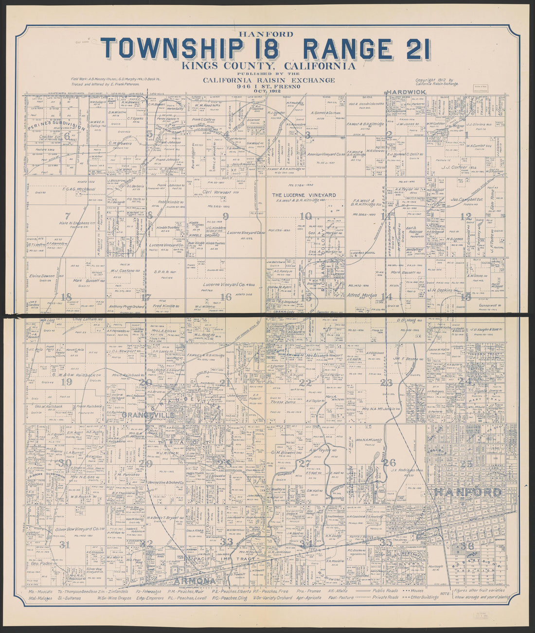 This old map of California, Kings County, was created by in 1893
