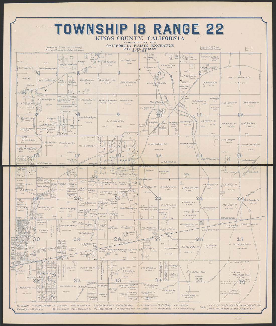 This old map of California, Kings County, was created by in 1893