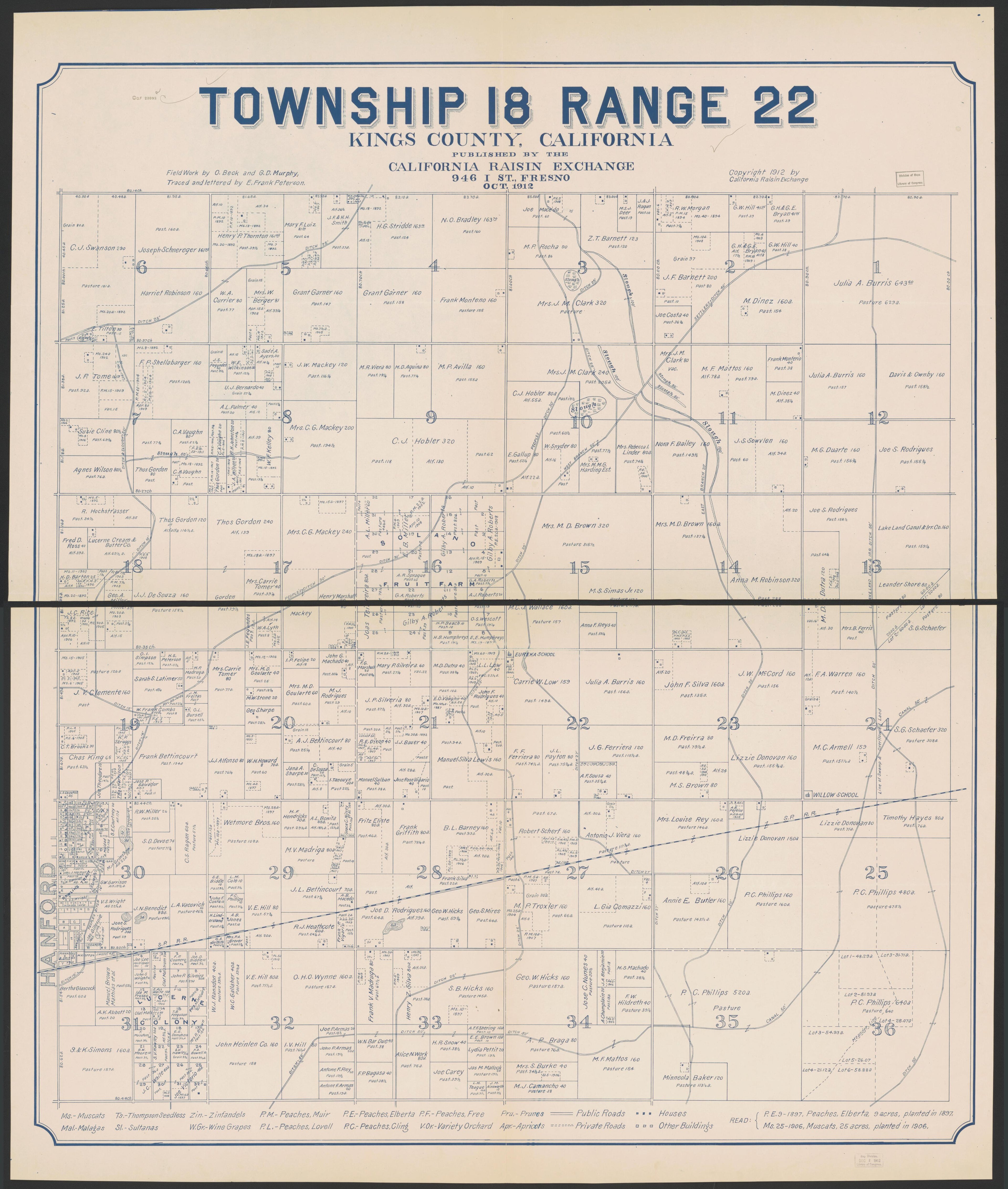 This old map of California, Kings County, was created by in 1893