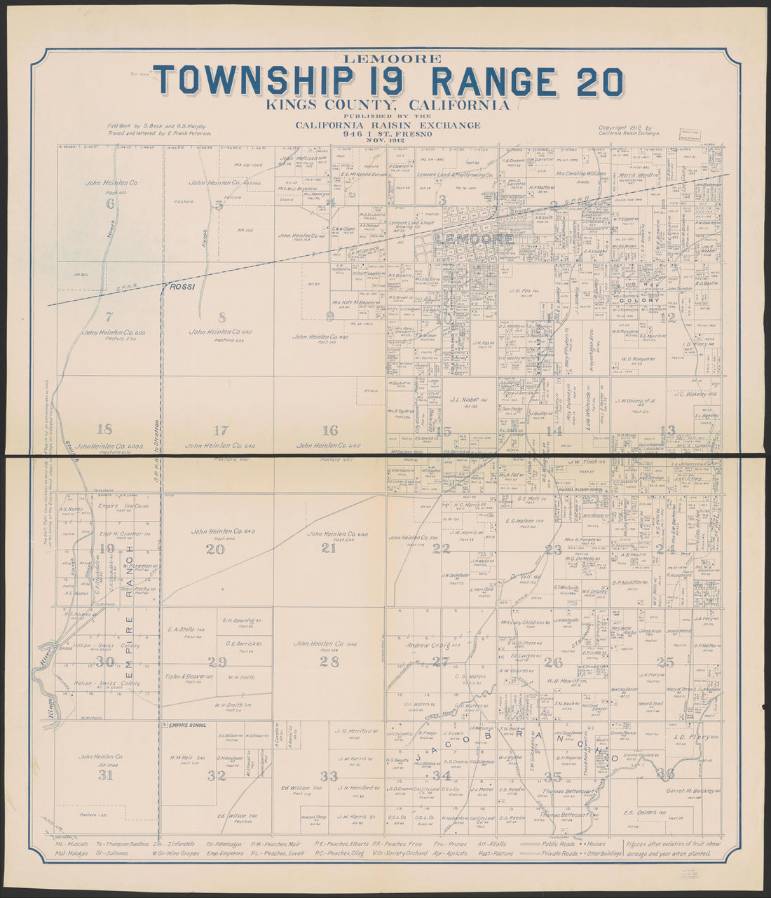 This old map of California, Kings County, was created by in 1893
