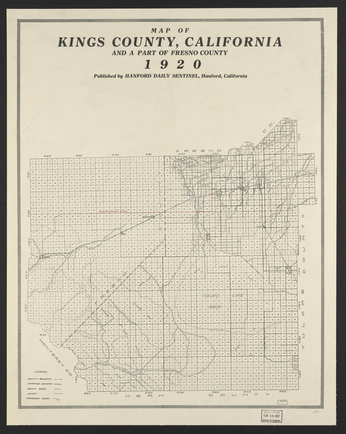 This old map of California, Kings County, was created by in 1893