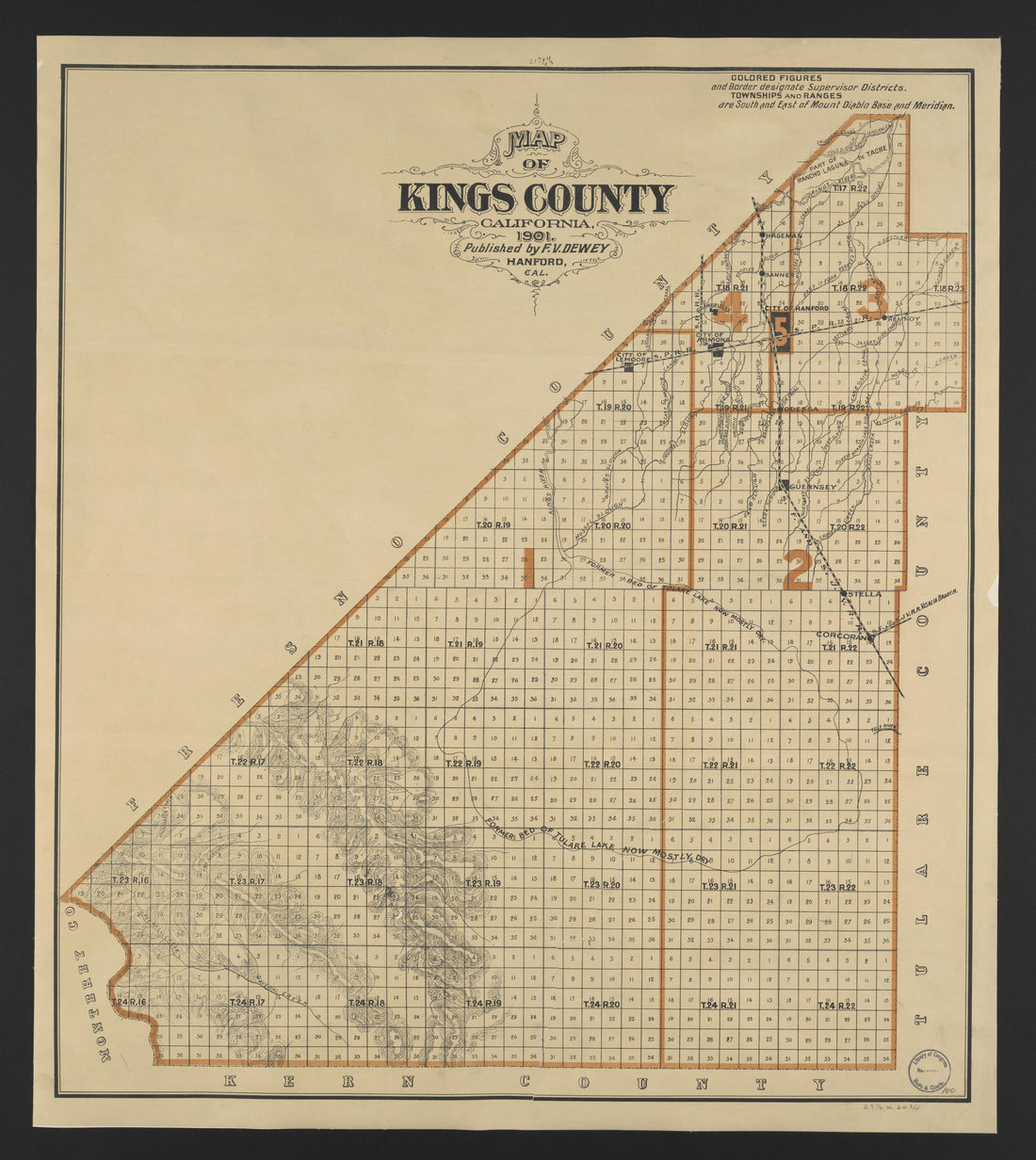 This old map of California, Kings County, was created by in 1893